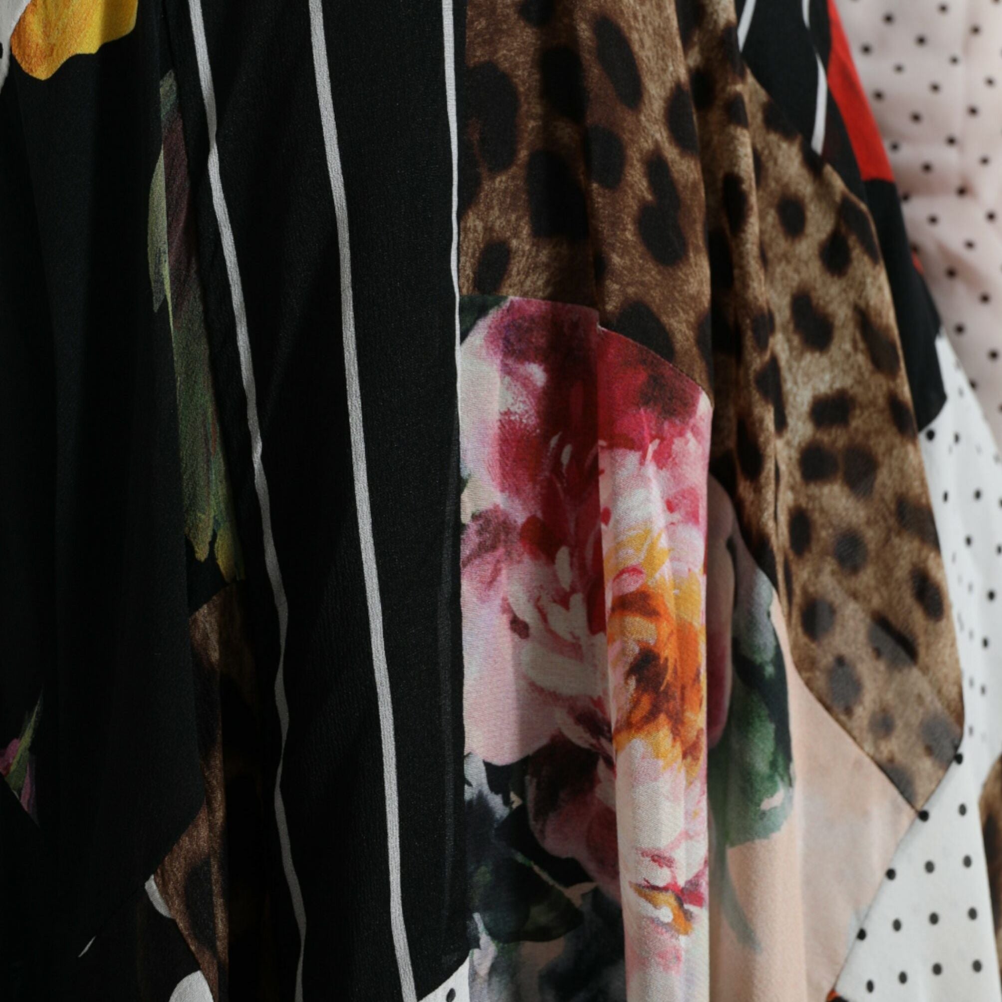 Dolce & Gabbana Multicolor Patchwork Floral Leopard Dress