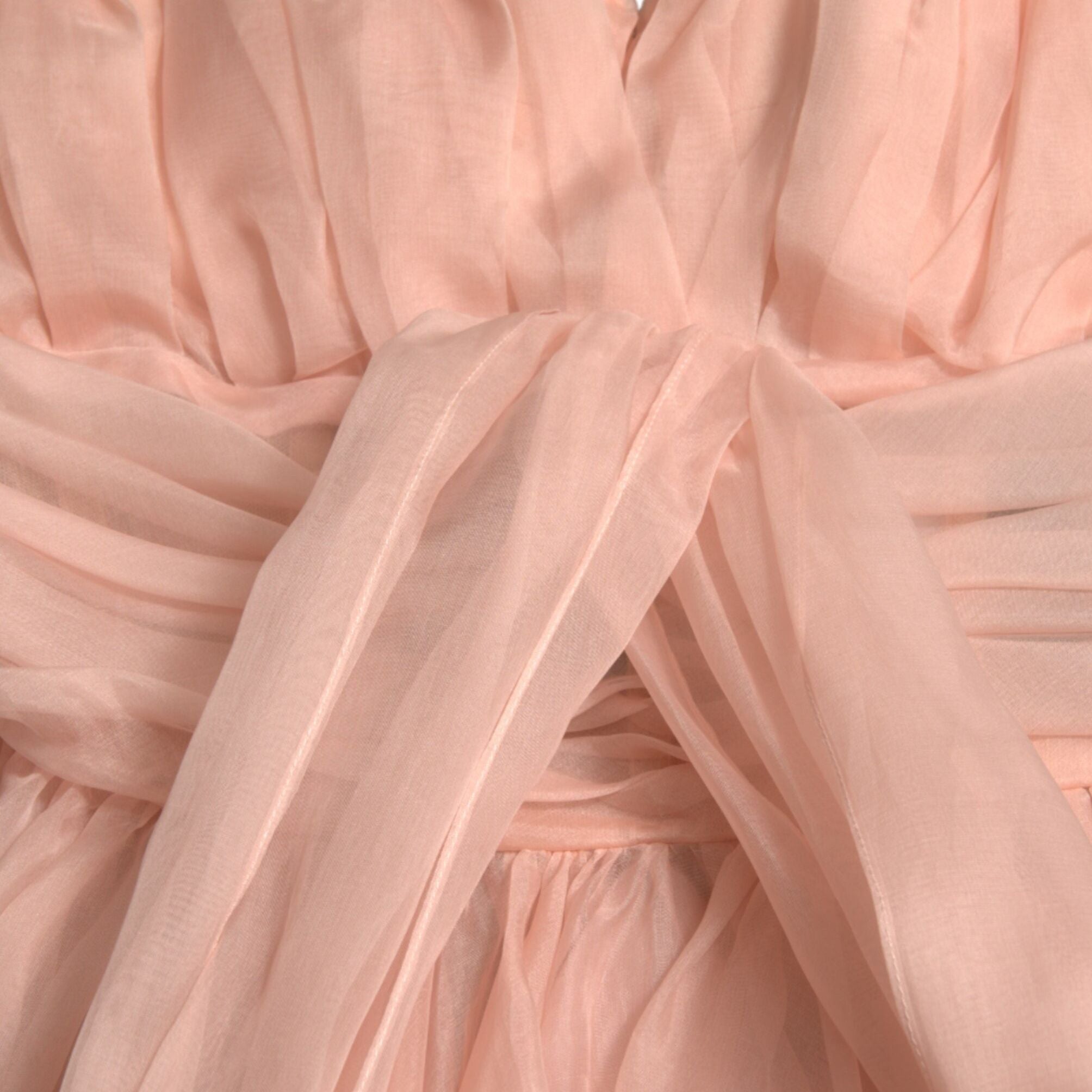 Dolce & Gabbana Pink Silk Chiffon Halter A-line Pleated Midi Dress