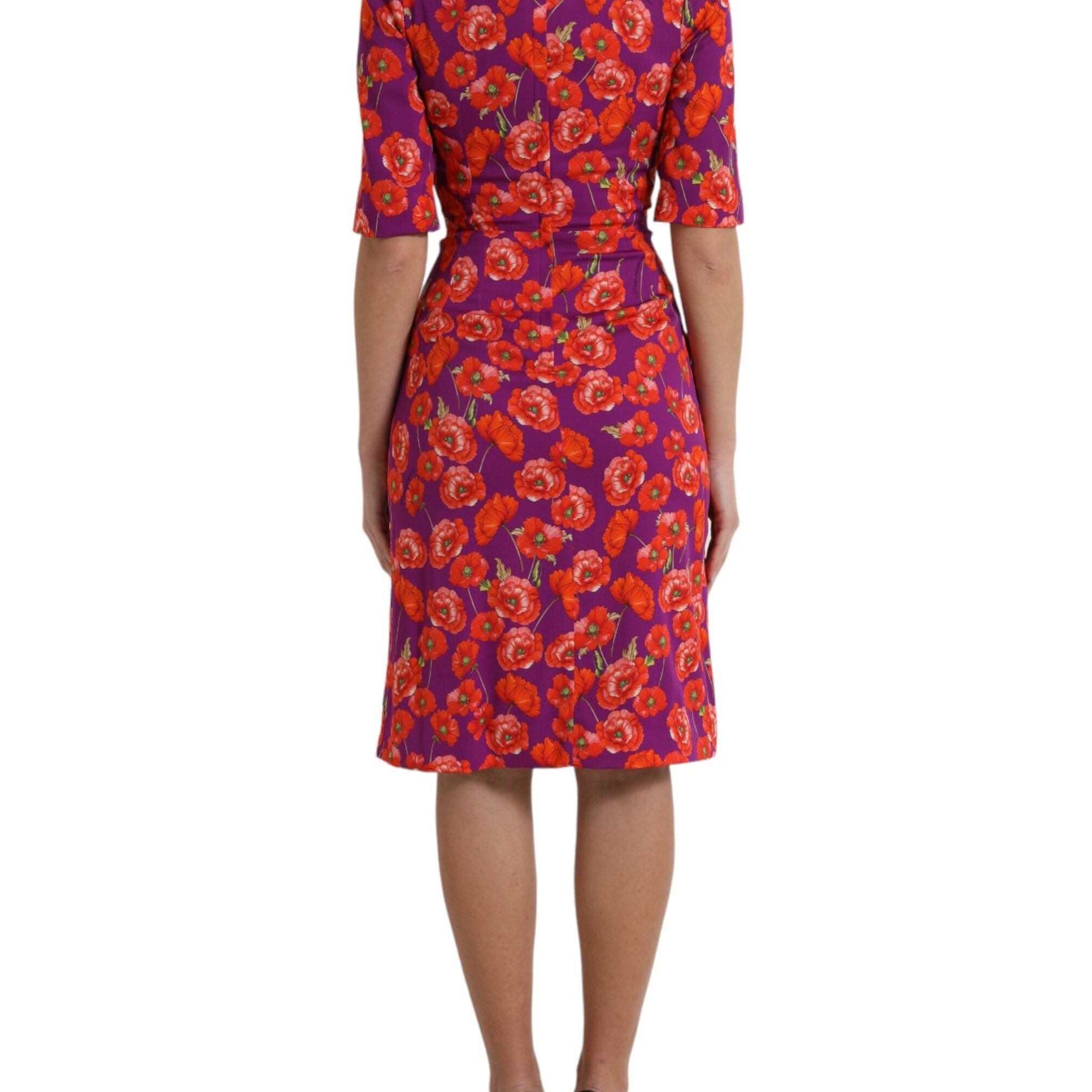 Dolce & Gabbana Multicolor Floral Poppy Print Sheath Dress