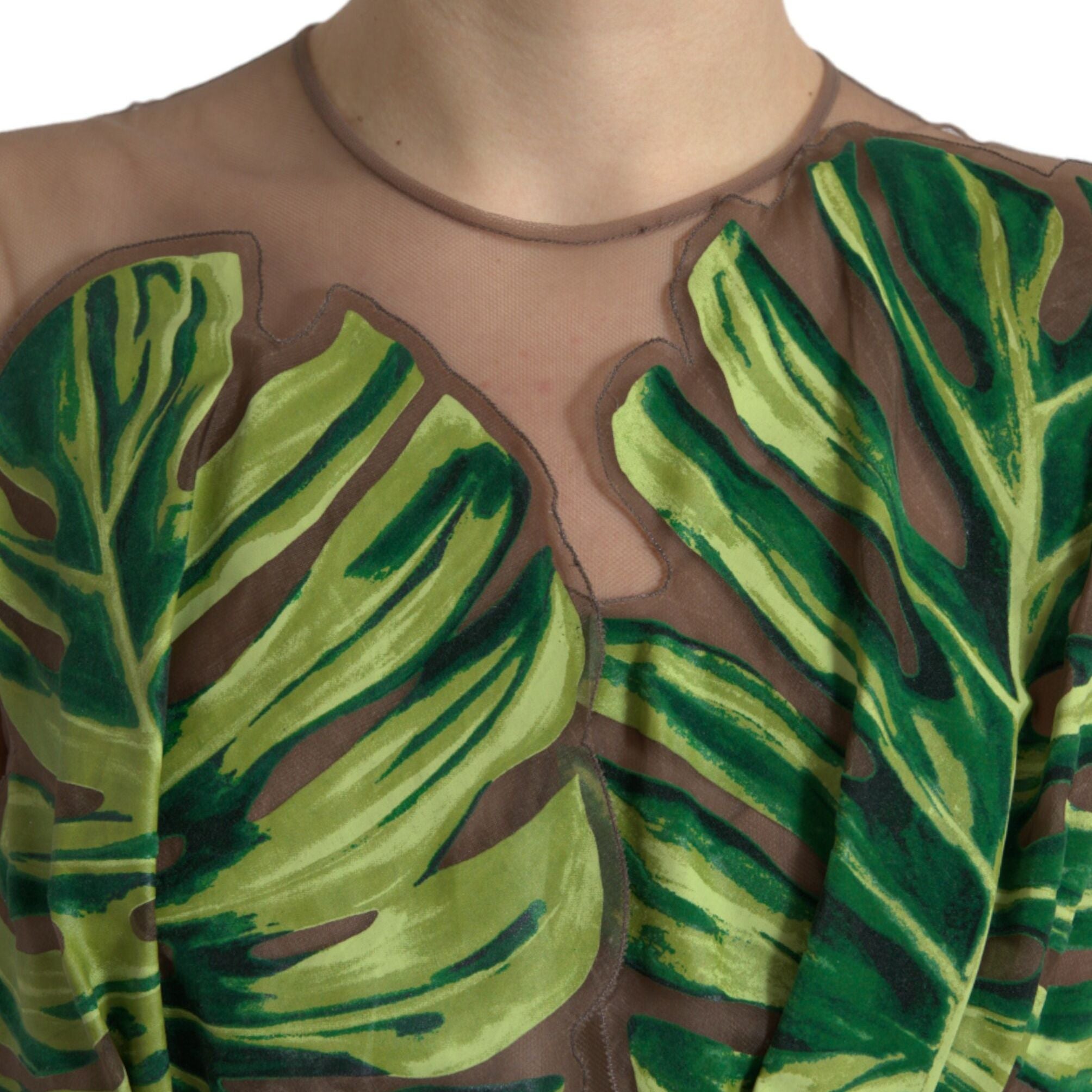 Dolce & Gabbana Green Banana Leaf Sleeveless Long Maxi Dress