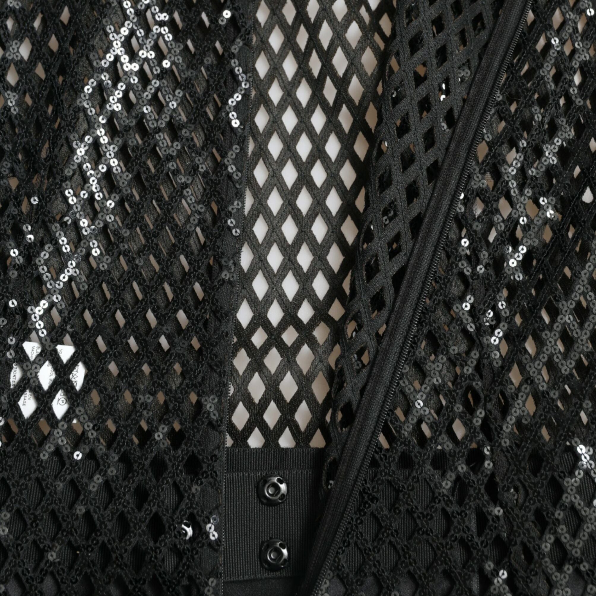 Dolce & Gabbana Black Sequined Sleeveless Mesh Layered Gown Dress