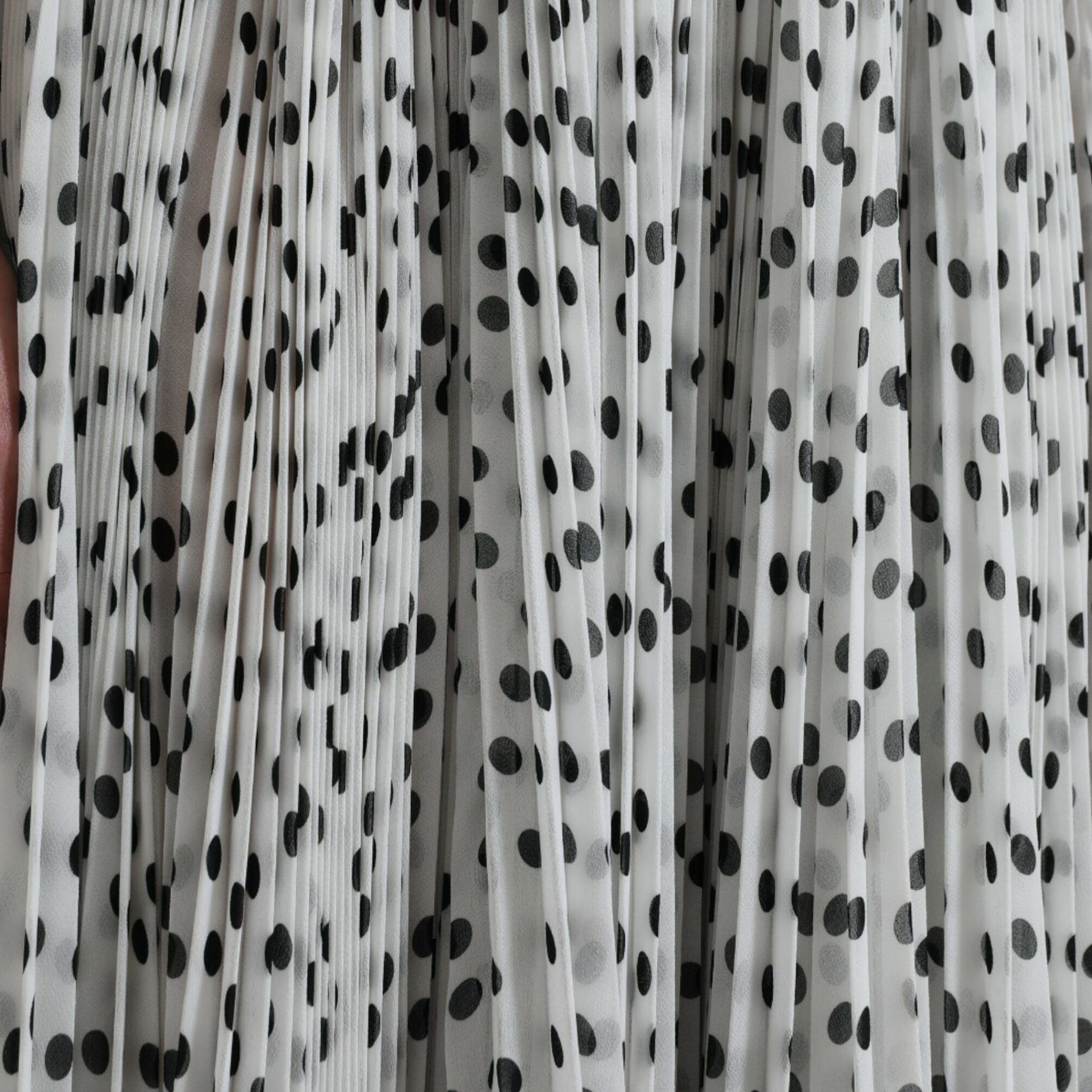 Dolce & Gabbana White Polka Dot A-line Pleated Maxi Dress
