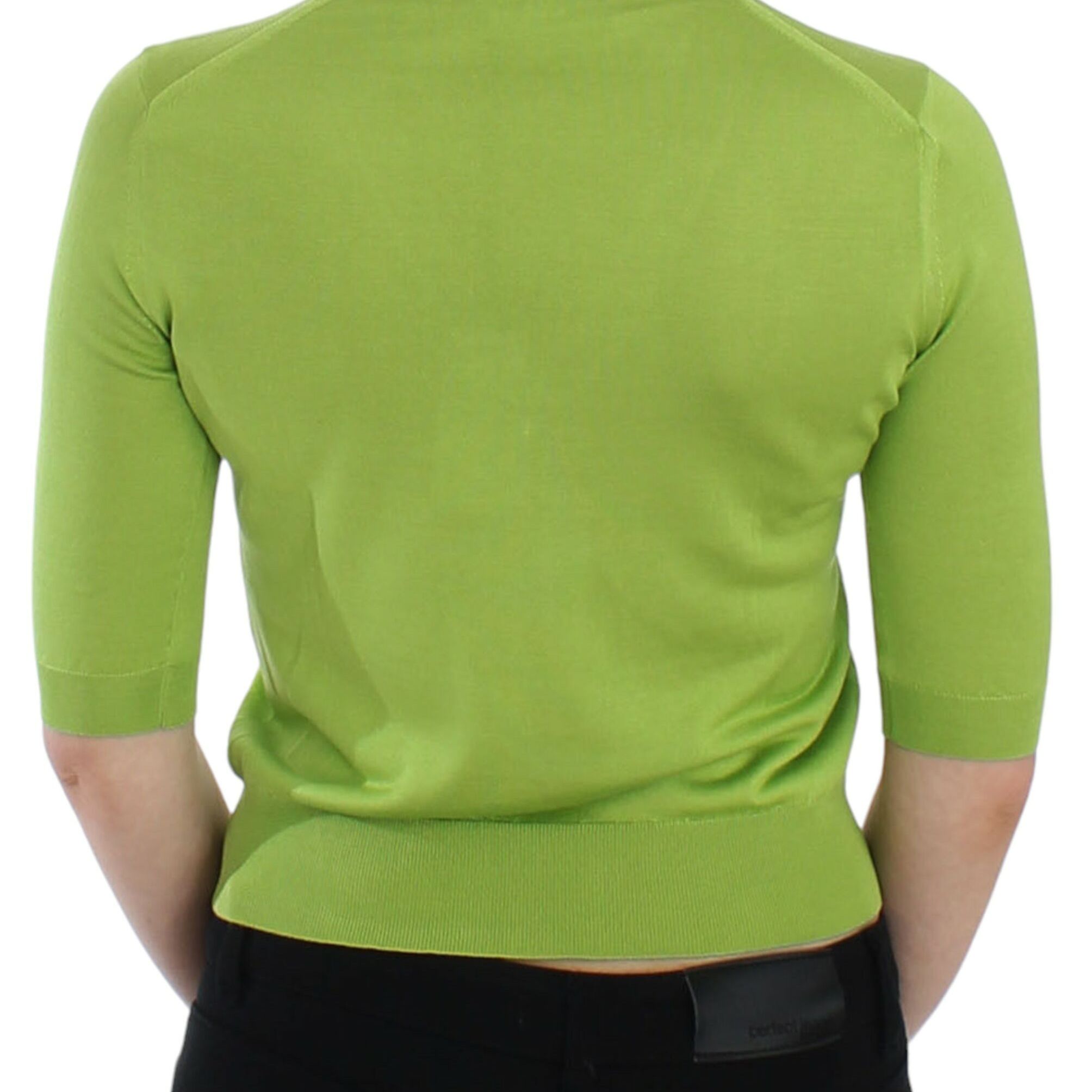 Dolce & Gabbana Green Wool V-neck Pullover Sweater Top