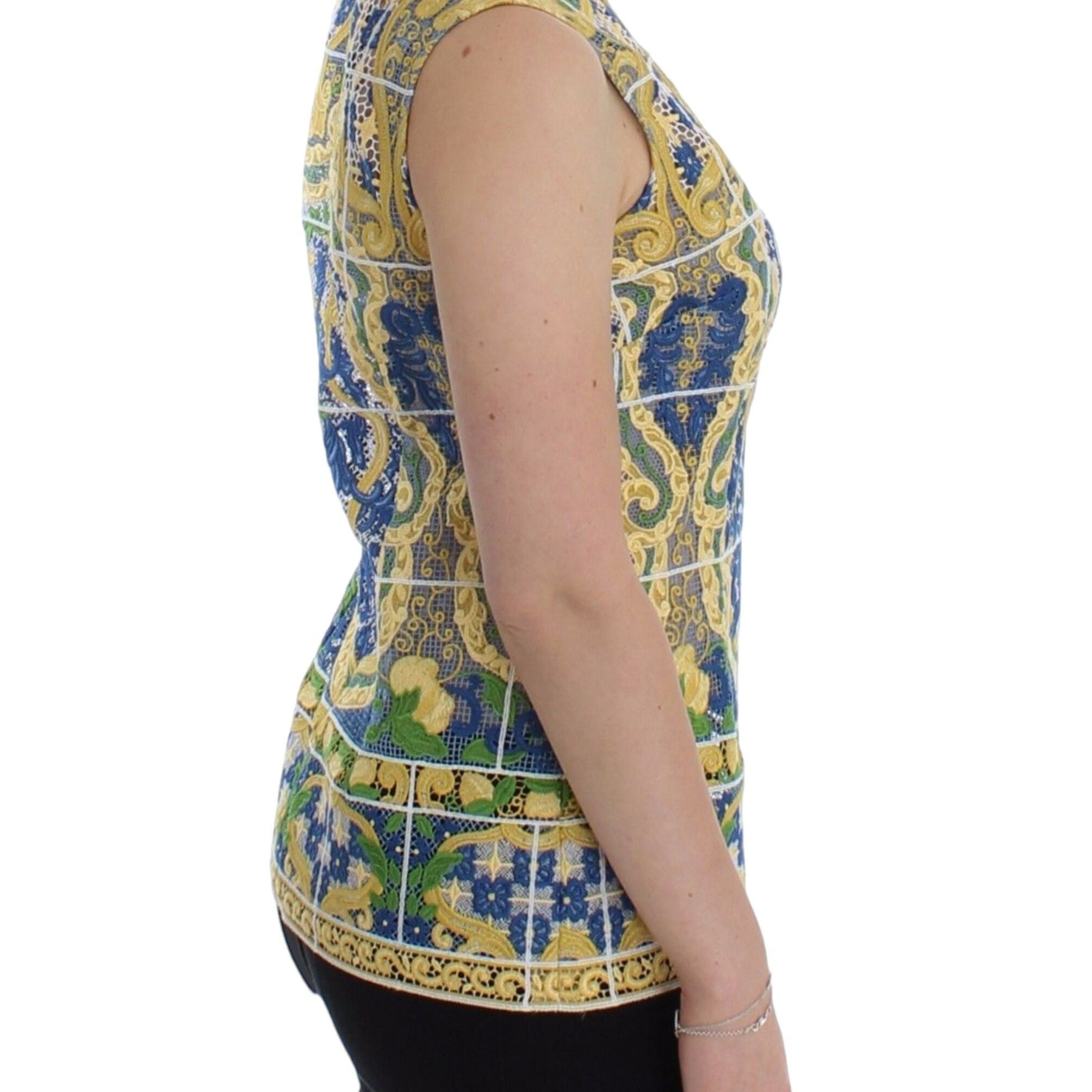 Dolce & Gabbana Multicolor Majolica Embroidered Sweater