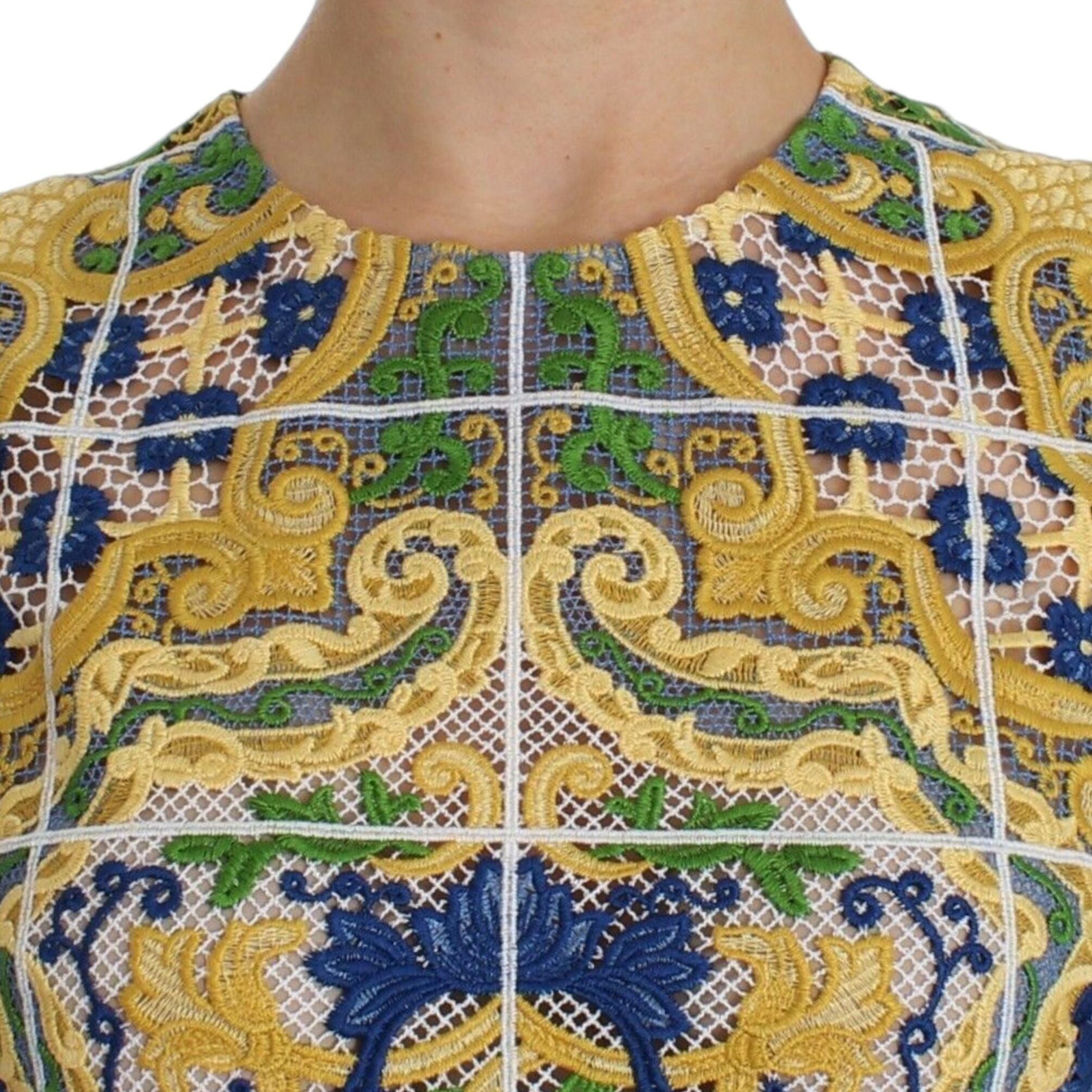 Dolce & Gabbana Multicolor Majolica Embroidered Sweater
