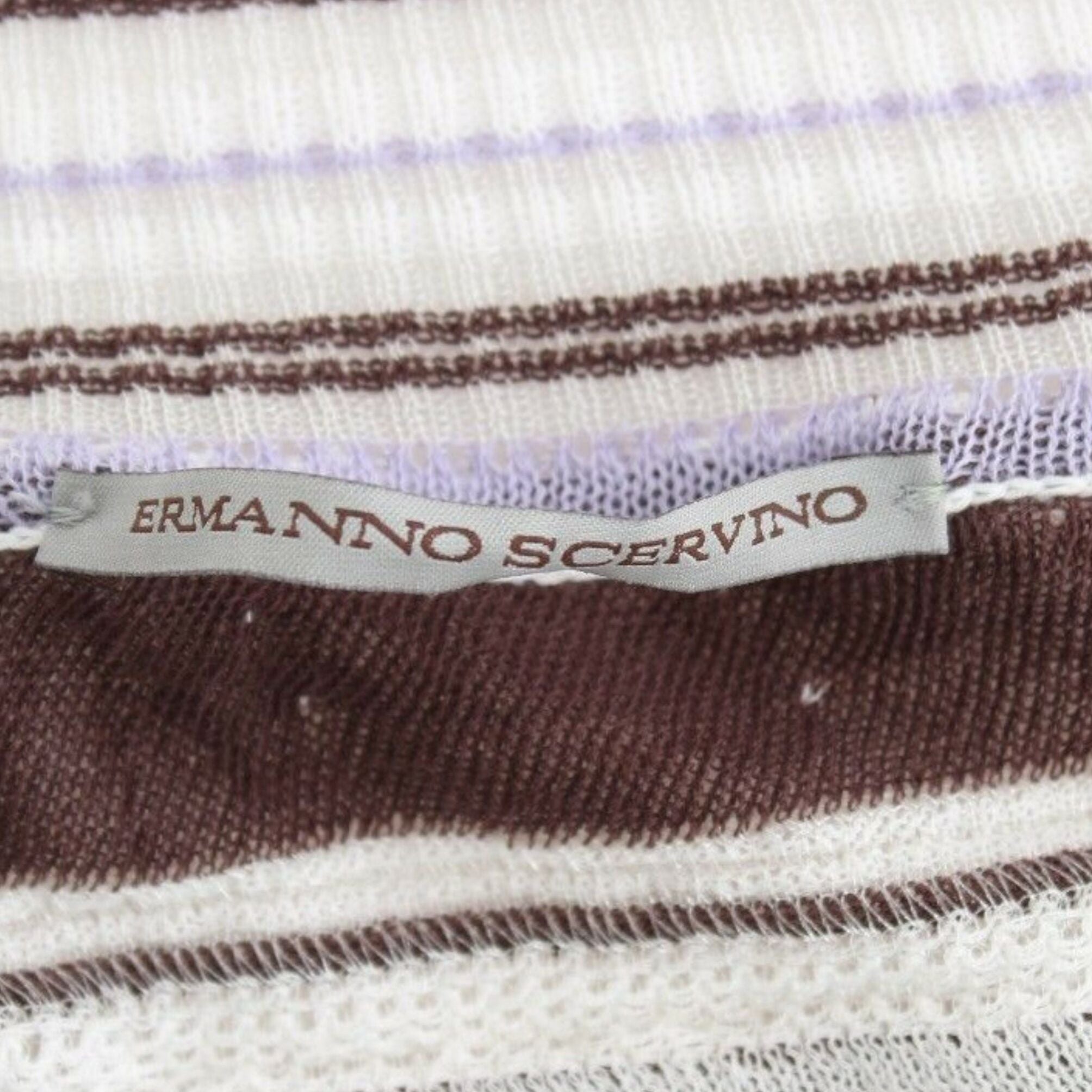 Ermanno Scervino Striped Lace V-Neck Short Sleeve Top Sweater