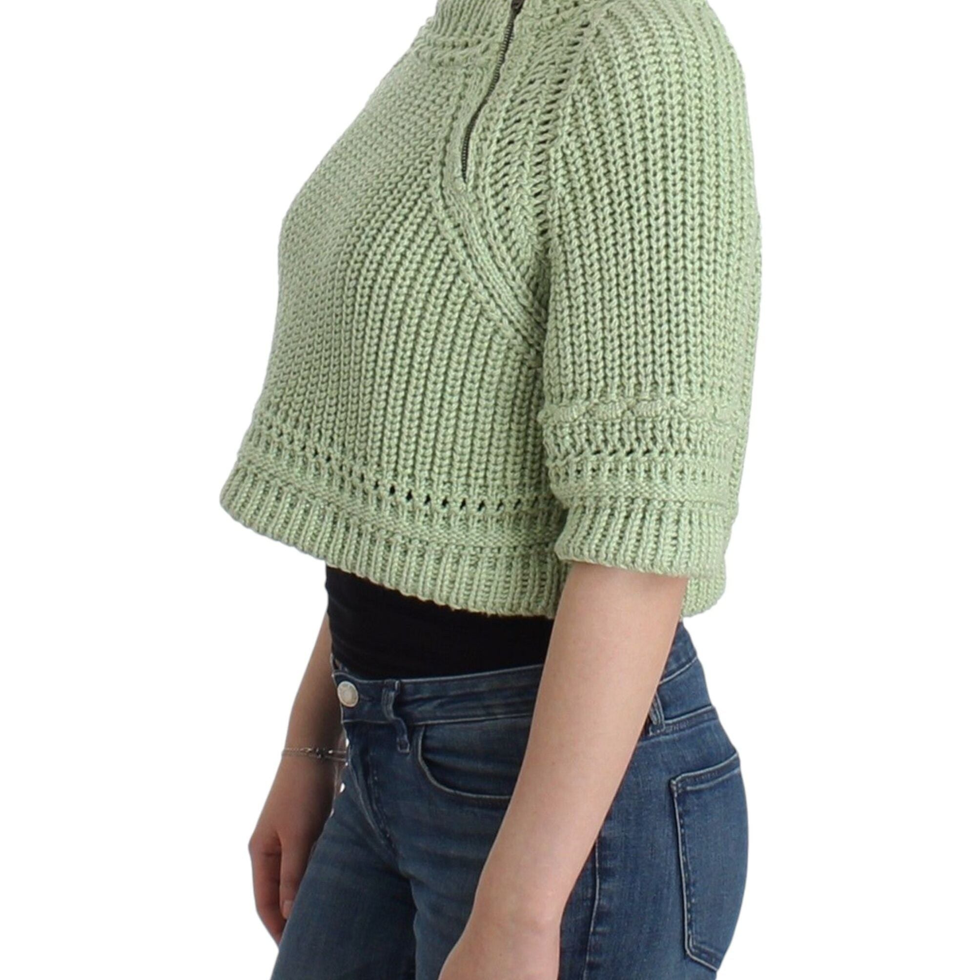 Ermanno Scervino Green Cropped Knit Sweater Knitted Jumper