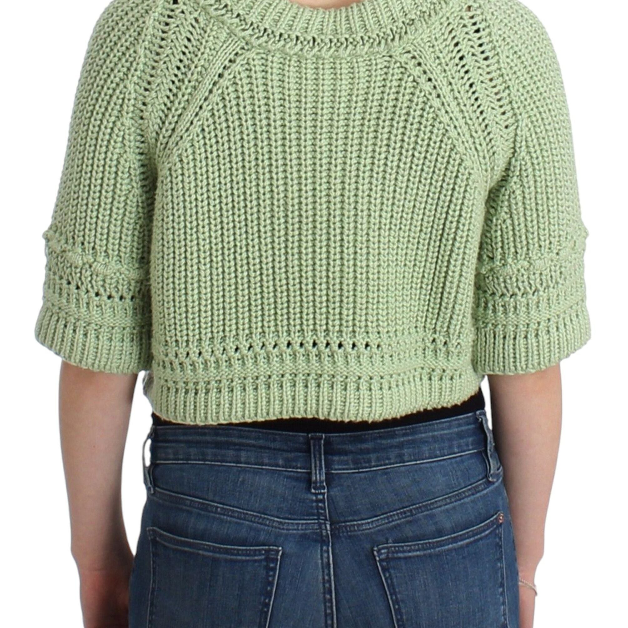 Ermanno Scervino Green Cropped Knit Sweater Knitted Jumper