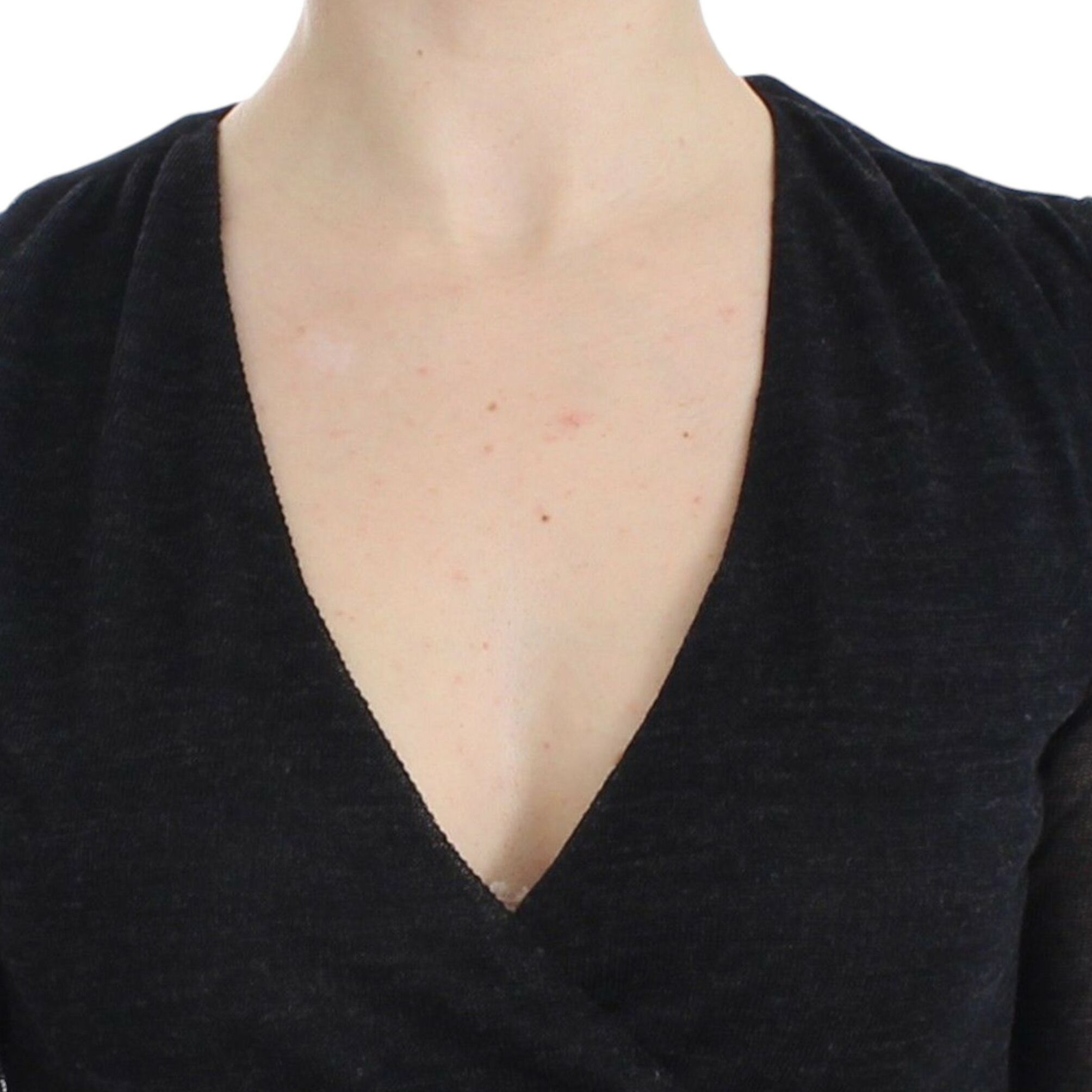 Ermanno Scervino Black Wool Blend Stretch Long Sleeve Sweater