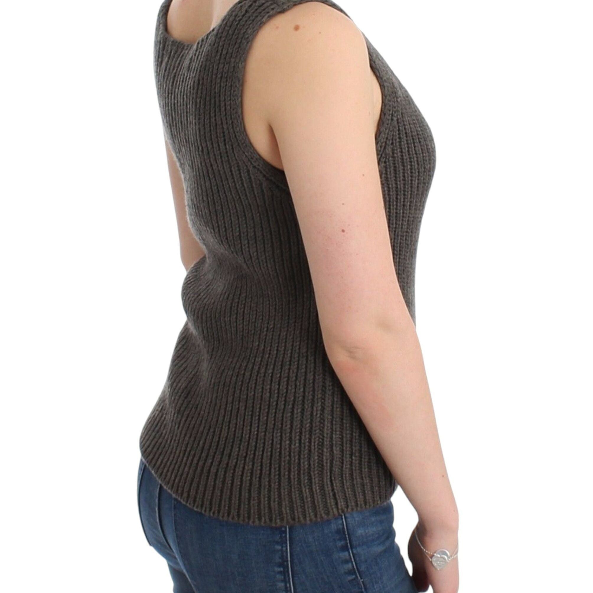 Ermanno Scervino Gray Knit Top Knitted Sweater Merino Wool
