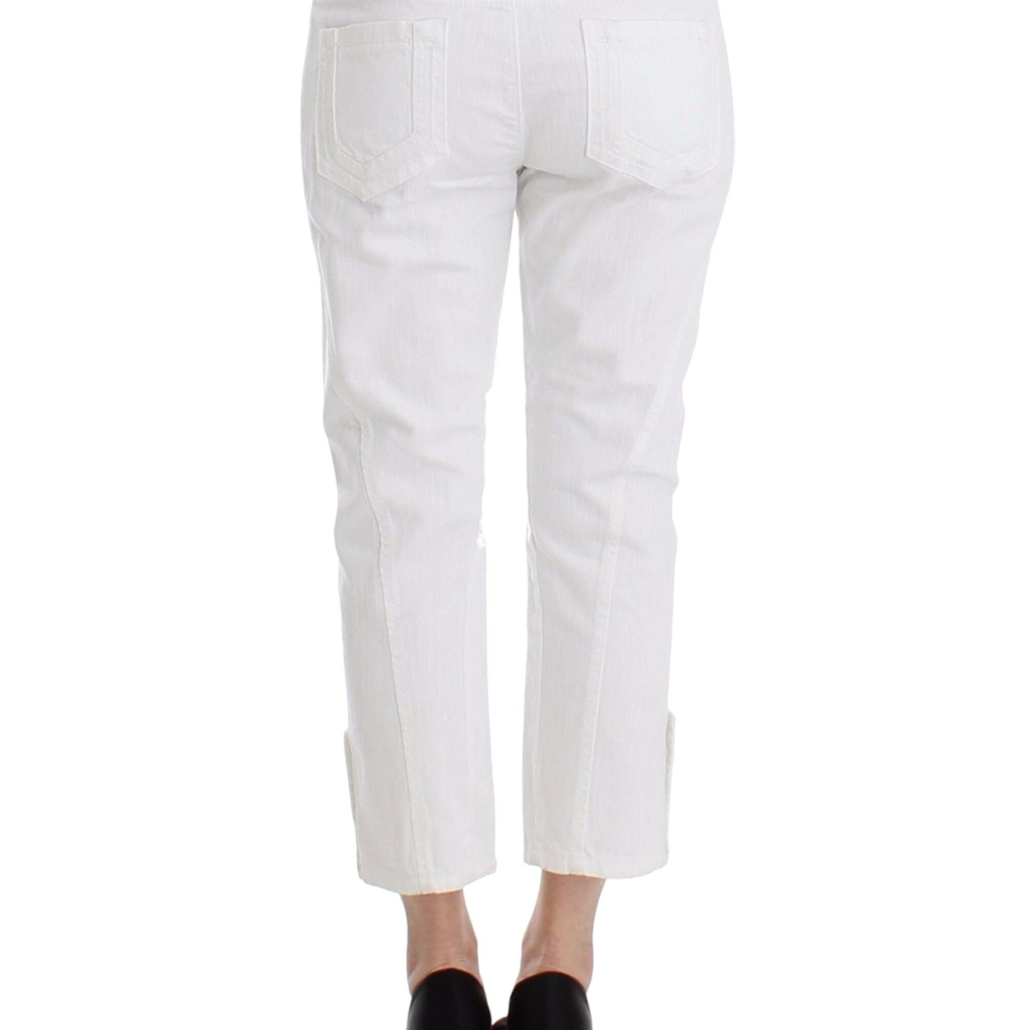 Ermanno Scervino White Cropped Jeans Denim Pants Branded Capri