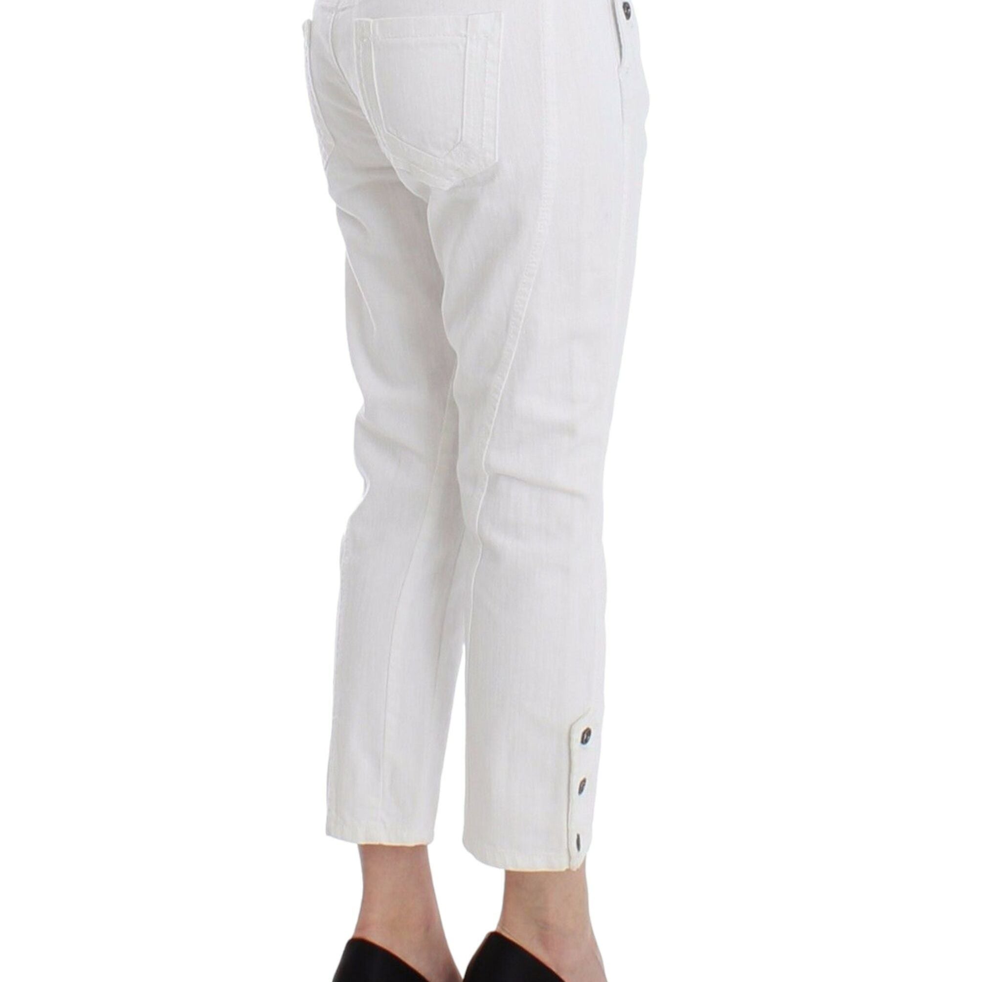 Ermanno Scervino White Cropped Jeans Denim Pants Branded Capri
