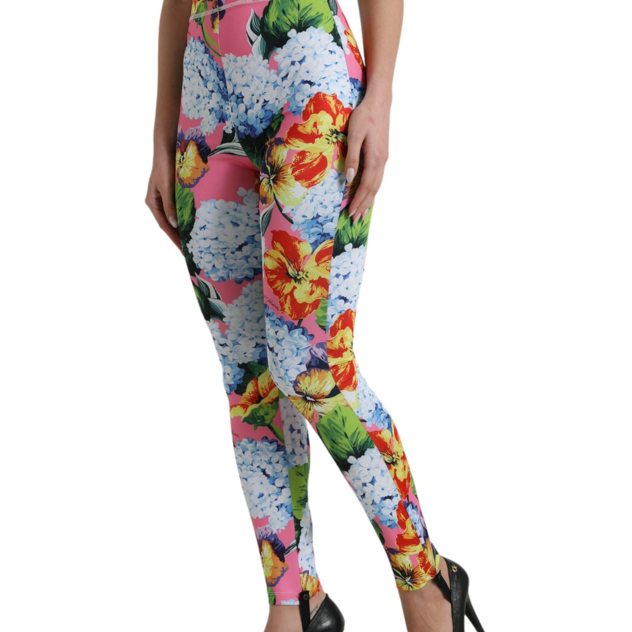 Dolce & Gabbana Multicolor Floral High Waist Leggings Pants