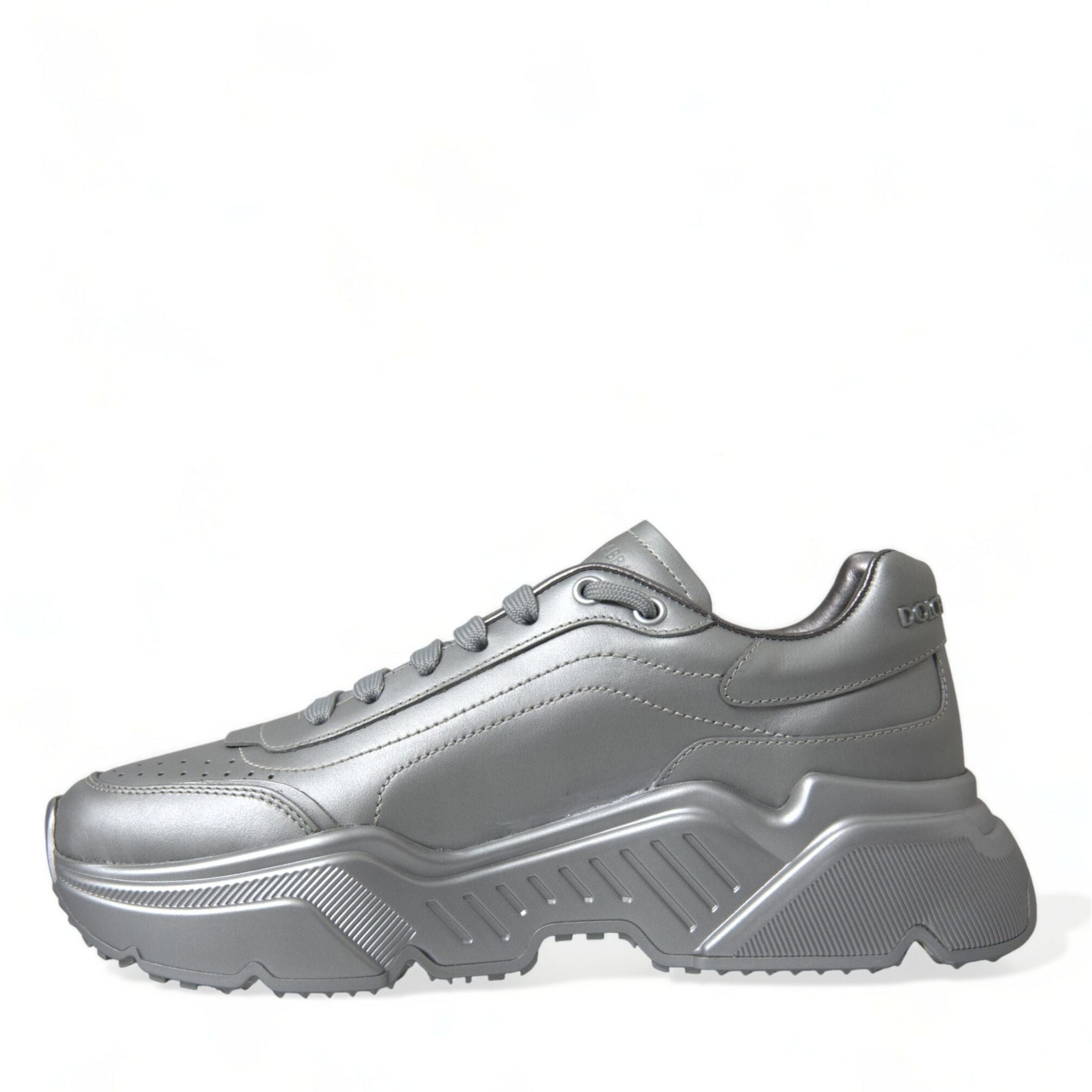 Dolce & Gabbana Silver DAYMASTER Leather Men Casual Sneakers Shoes