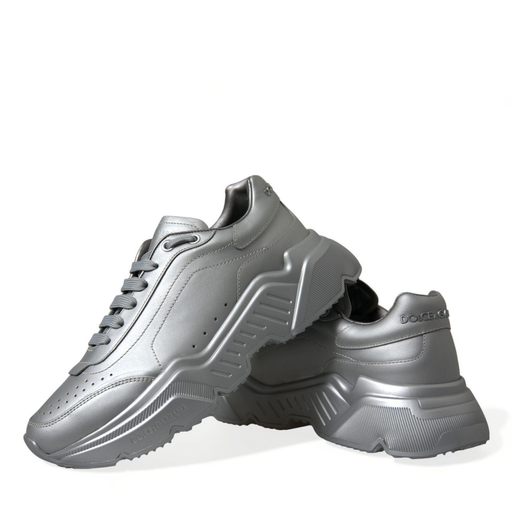 Dolce & Gabbana Silver DAYMASTER Leather Men Casual Sneakers Shoes