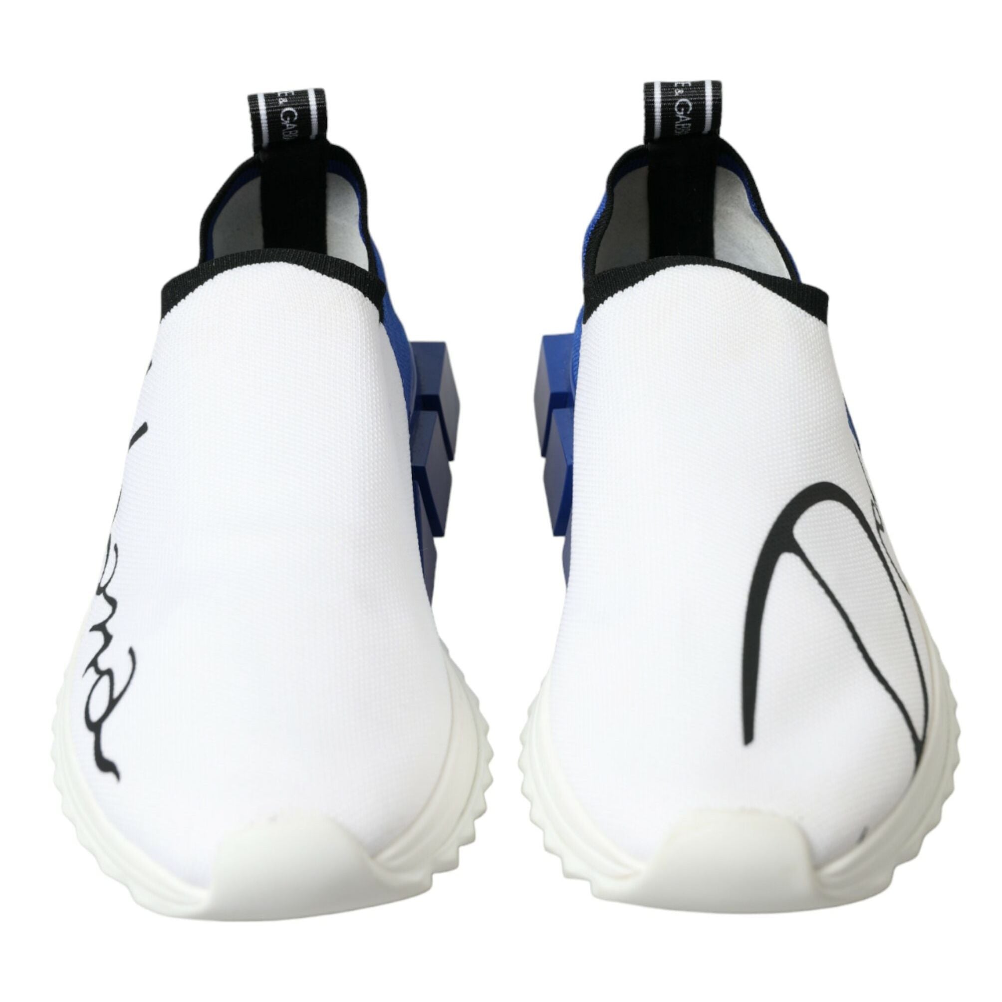 Dolce & Gabbana White Blue Sorrento Low Top Men Casual Sneakers Shoes