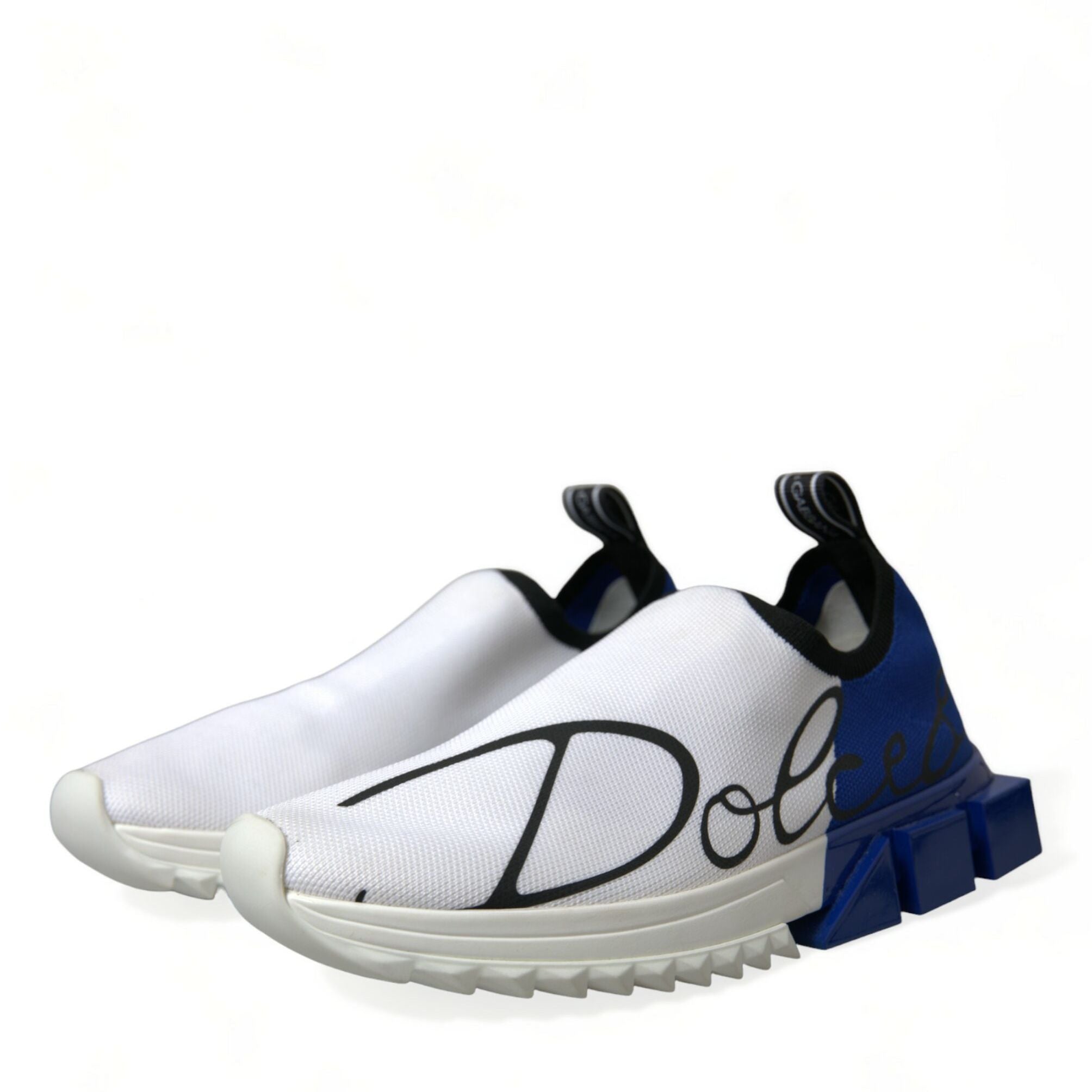 Dolce & Gabbana White Blue Sorrento Low Top Men Casual Sneakers Shoes