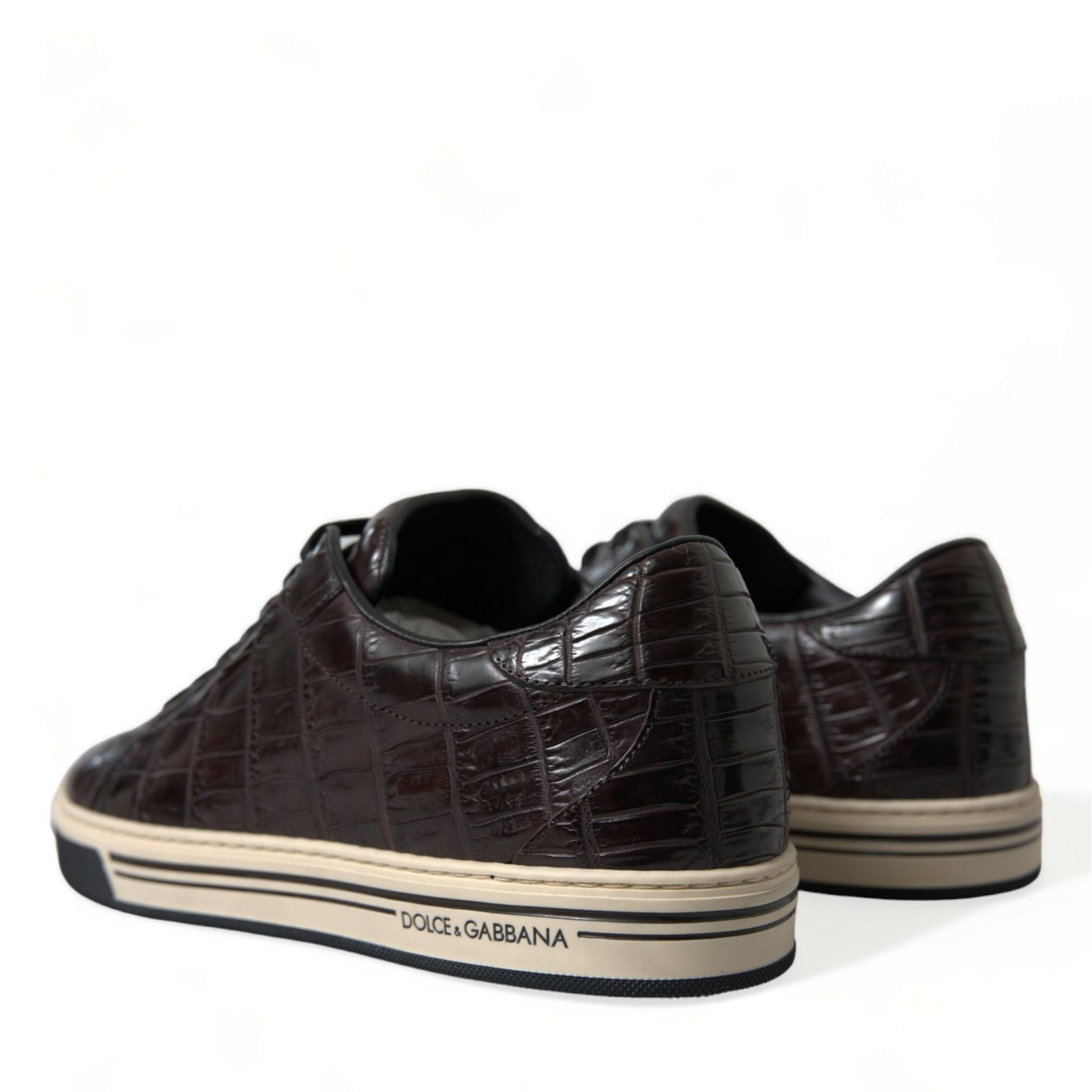 Dolce & Gabbana Brown Croc Exotic Leather Men Casual Sneakers Shoes