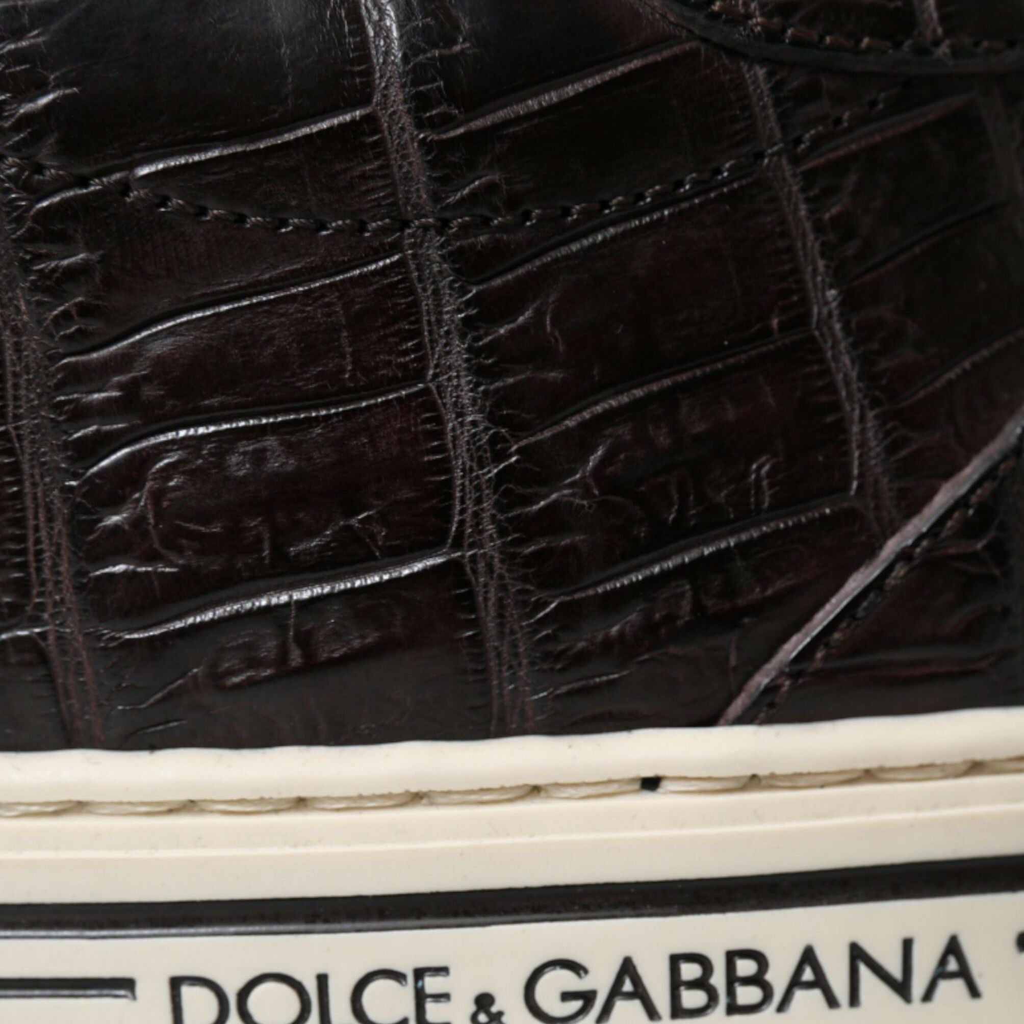 Dolce & Gabbana Brown Croc Exotic Leather Men Casual Sneakers Shoes