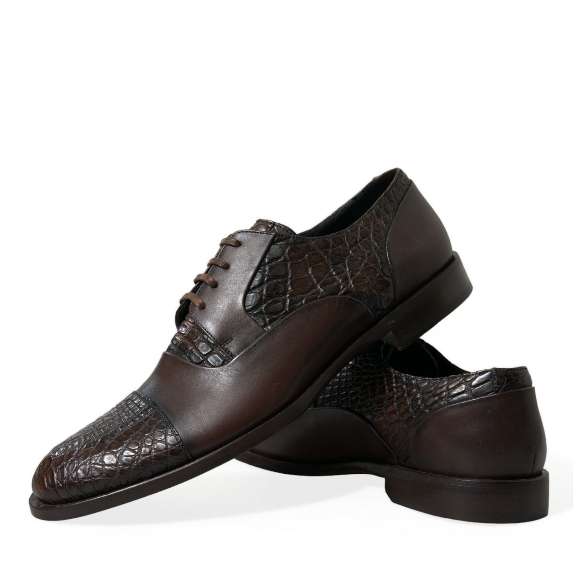 Dolce & Gabbana Brown Exotic Leather Lace Up Oxford Dress Shoes