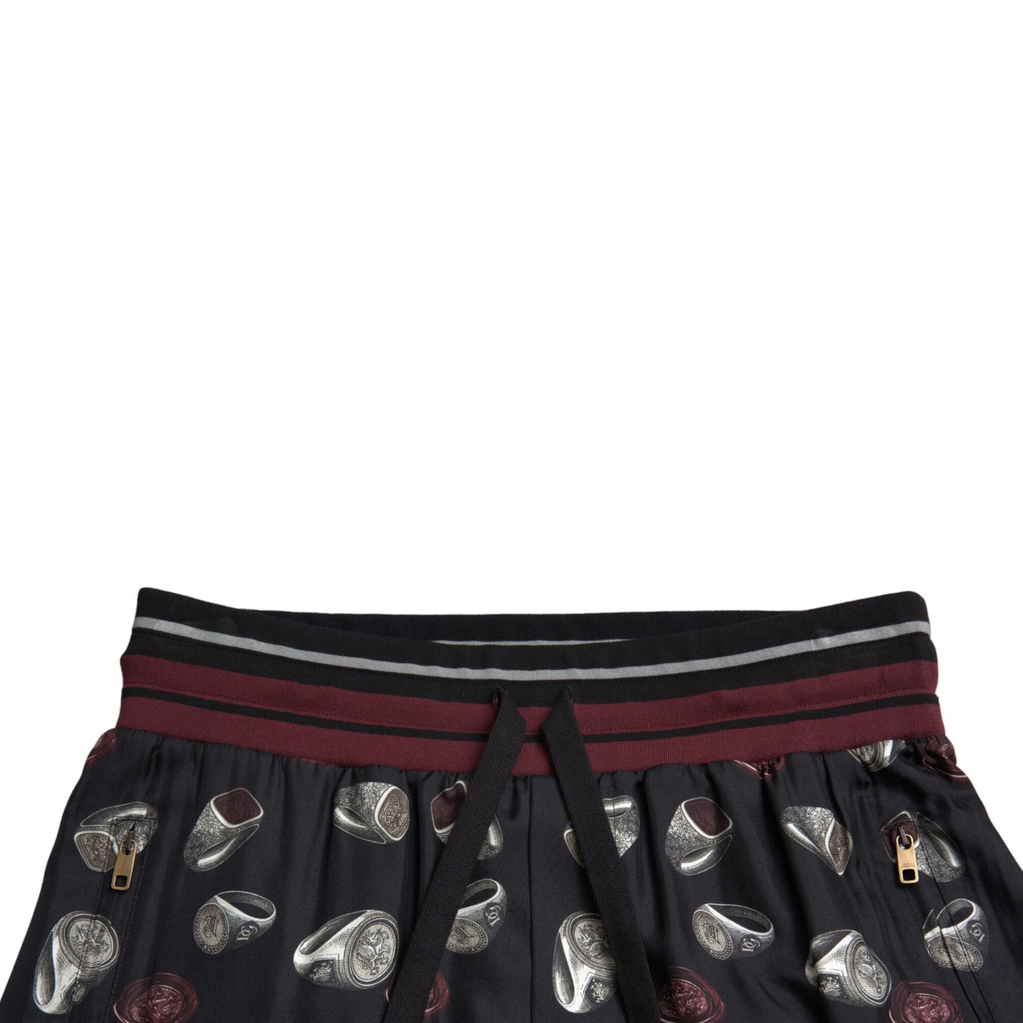 Dolce & Gabbana Black Ring Silk Jogging Trousers Pants