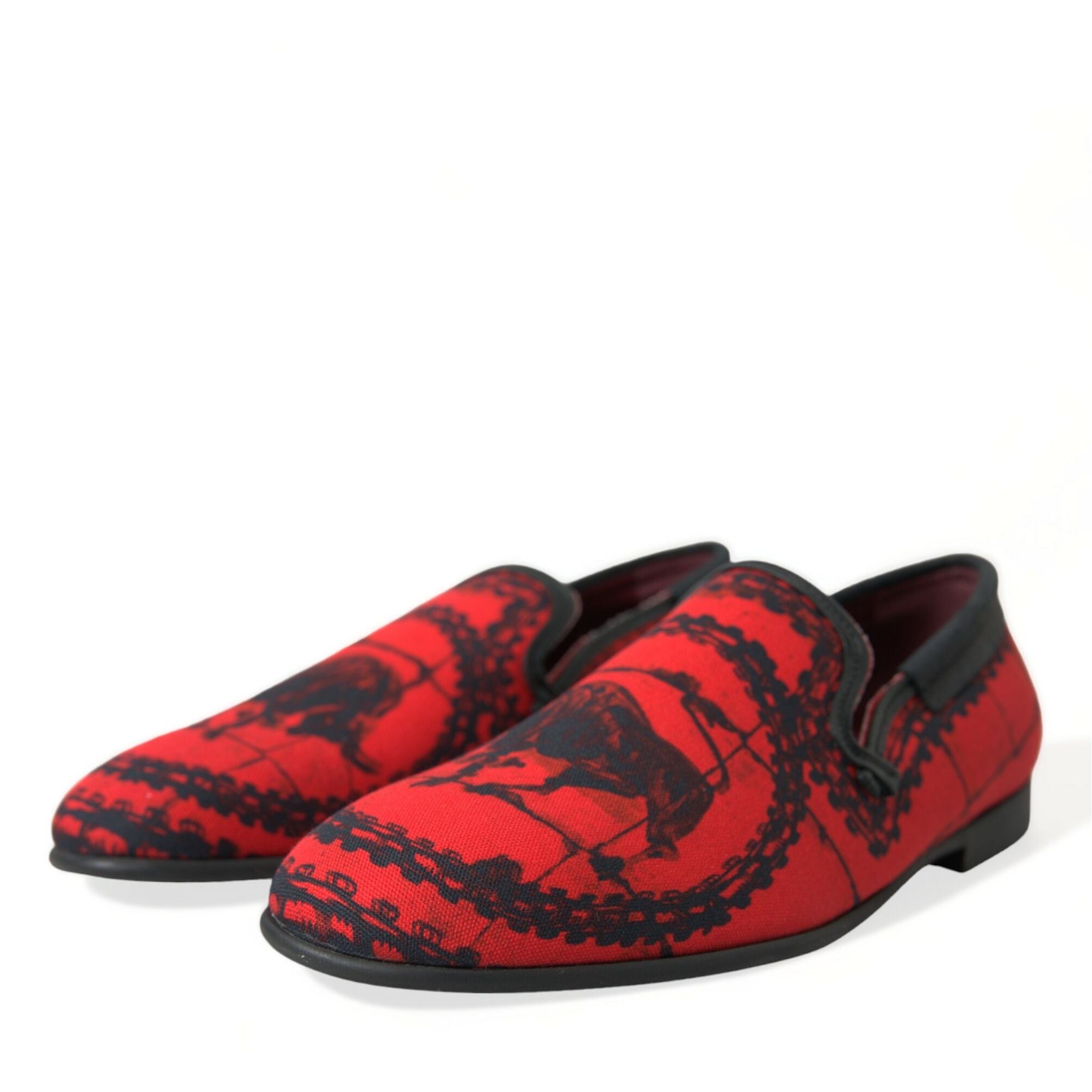 Dolce & Gabbana Red Black Torero Loafers Slippers Men Shoes