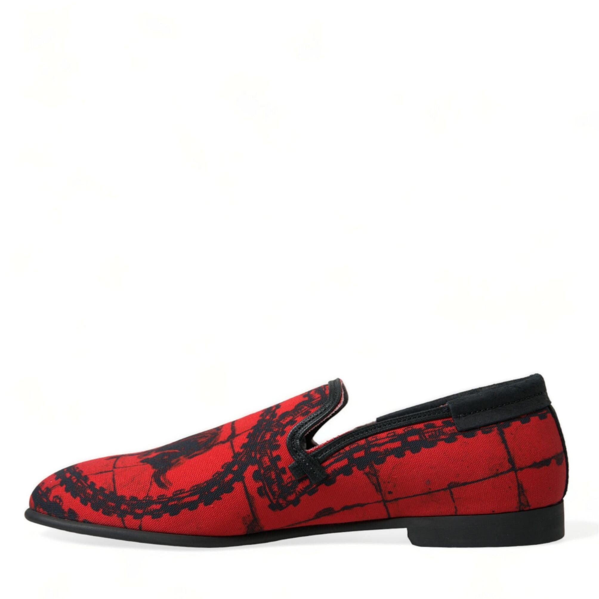 Dolce & Gabbana Red Black Torero Loafers Slippers Men Shoes