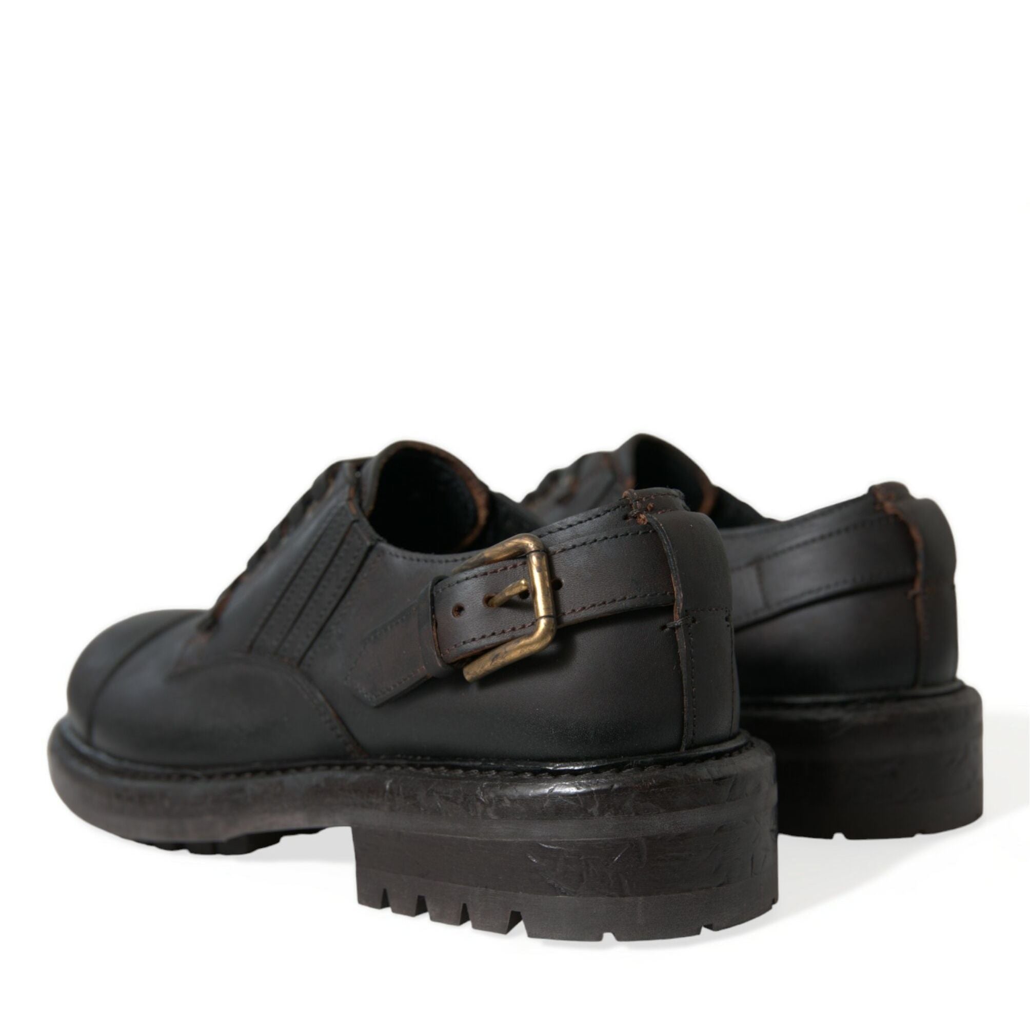 Dolce & Gabbana Brown Leather Lace Up Derby Men Dress Shoes