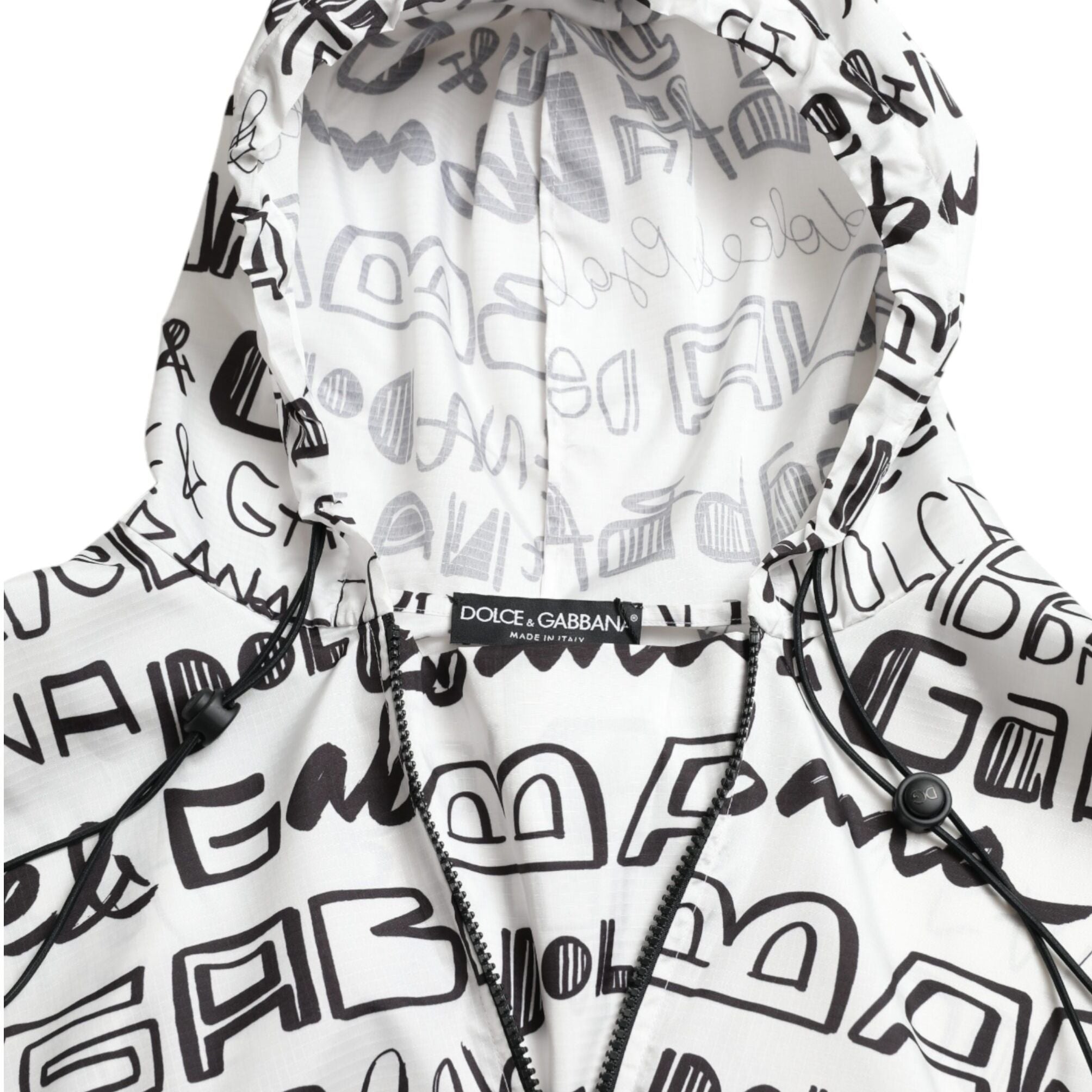 Dolce & Gabbana White Logo Print Hooded Blouson T-shirt Top