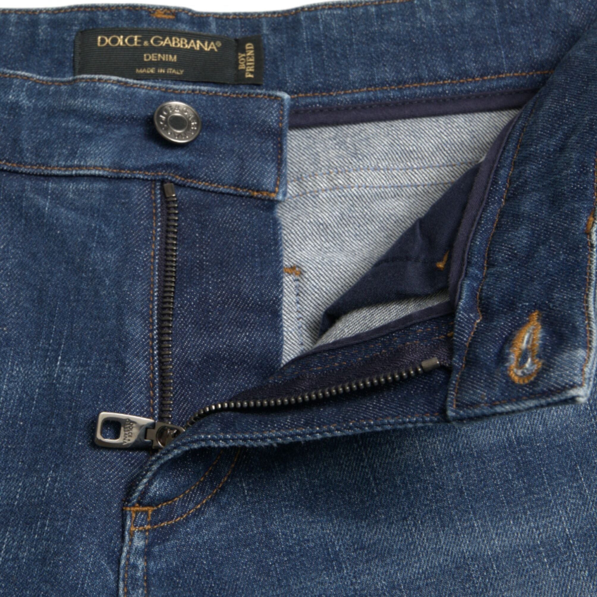 Dolce & Gabbana Blue BOYFRIEND Mid Waist Cotton Denim Jeans