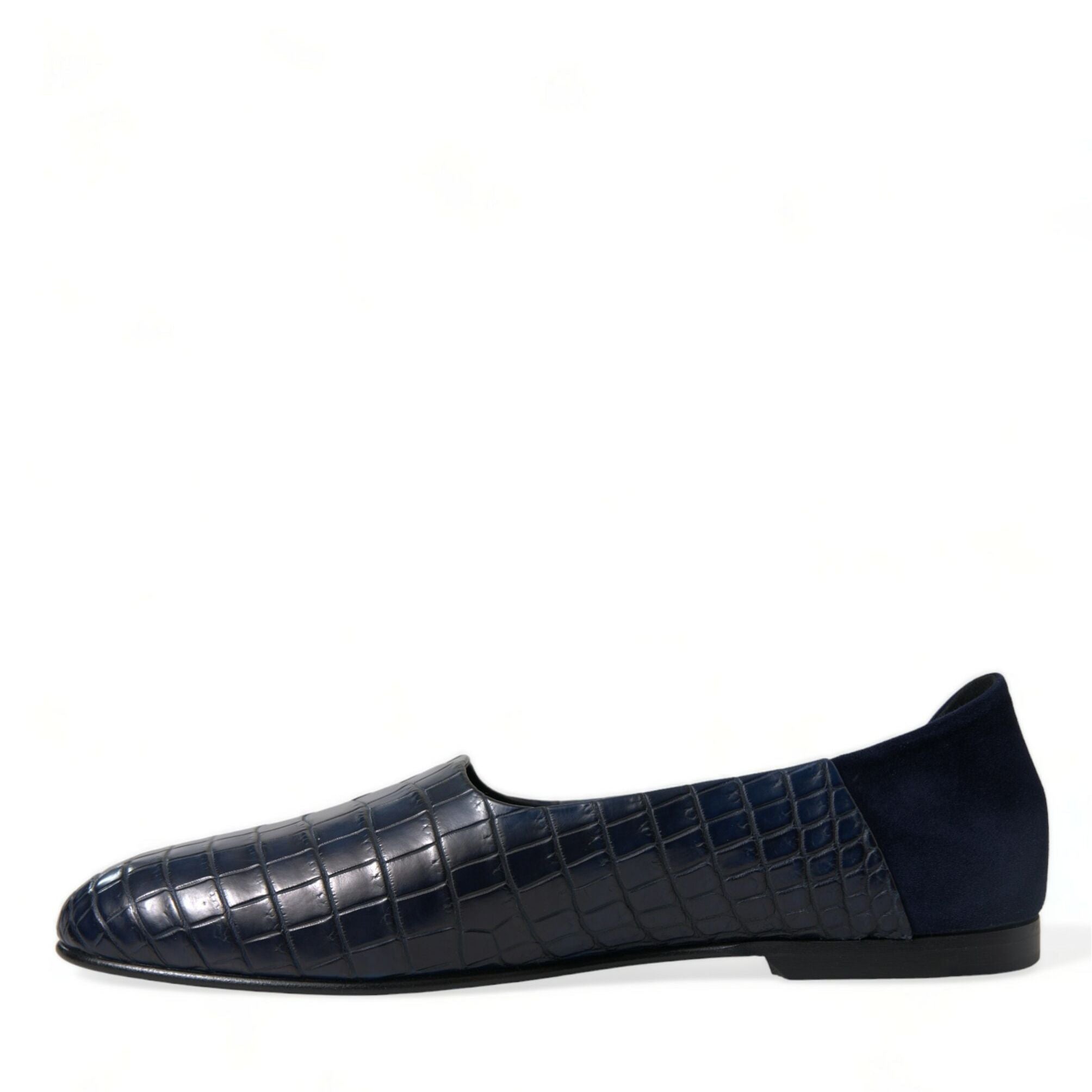 Dolce & Gabbana Blue Crocodile Leather Loafers Slip On Shoes