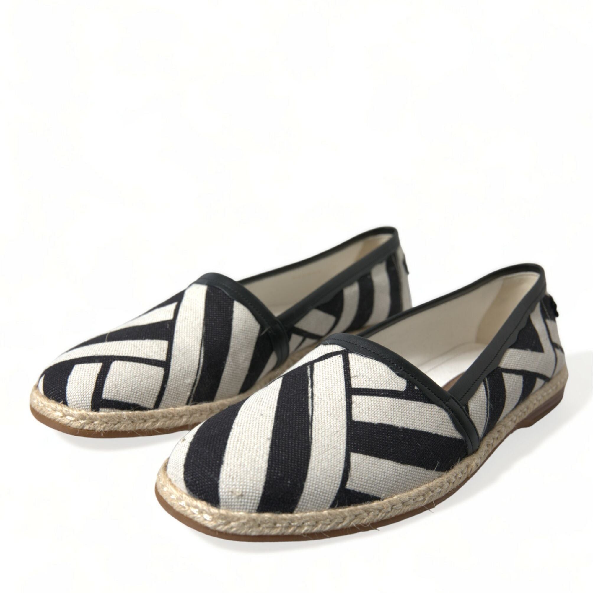 Dolce & Gabbana Beige Black Striped Canvas Espadrilles MONDELLO Shoes