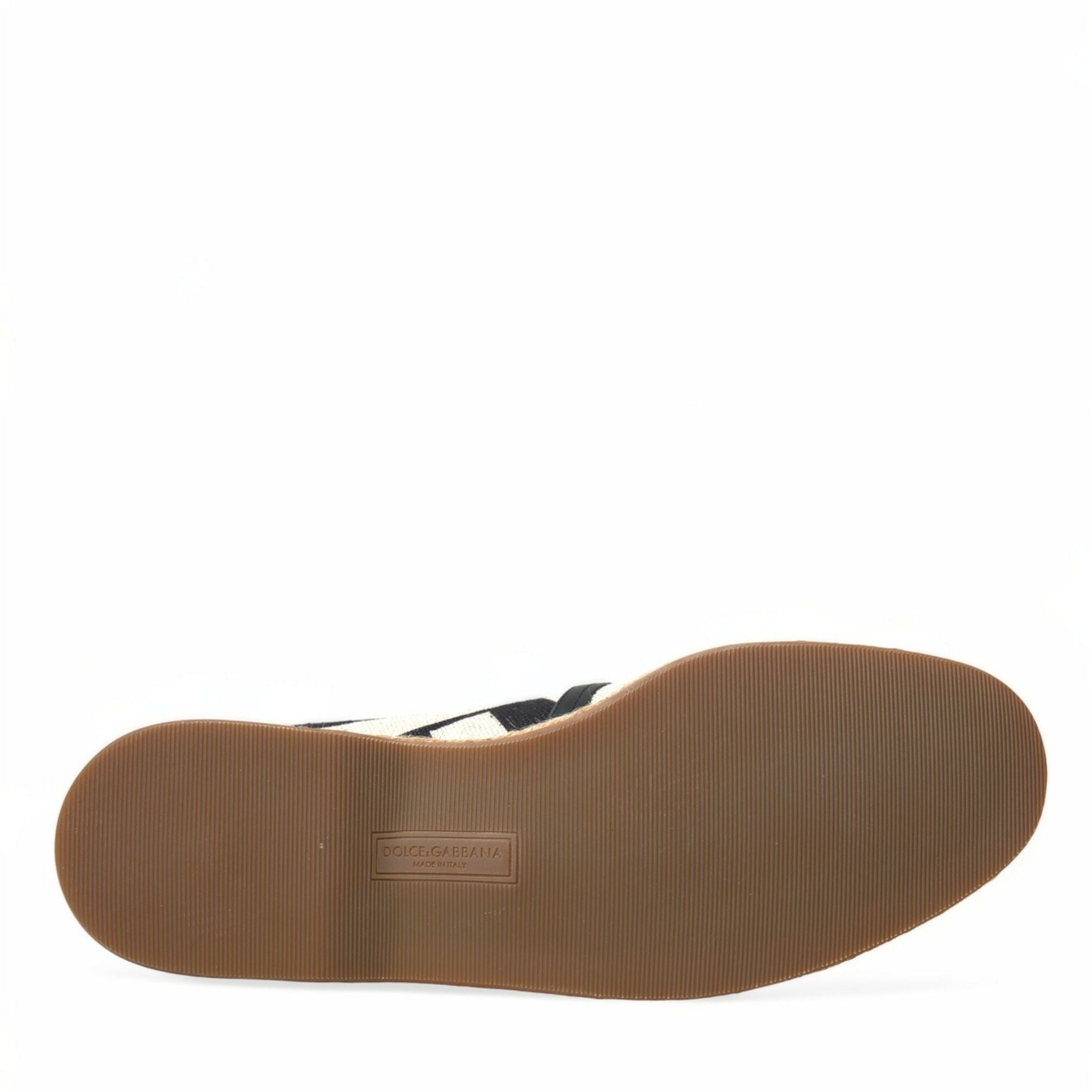 Dolce & Gabbana Beige Black Striped Canvas Espadrilles MONDELLO Shoes