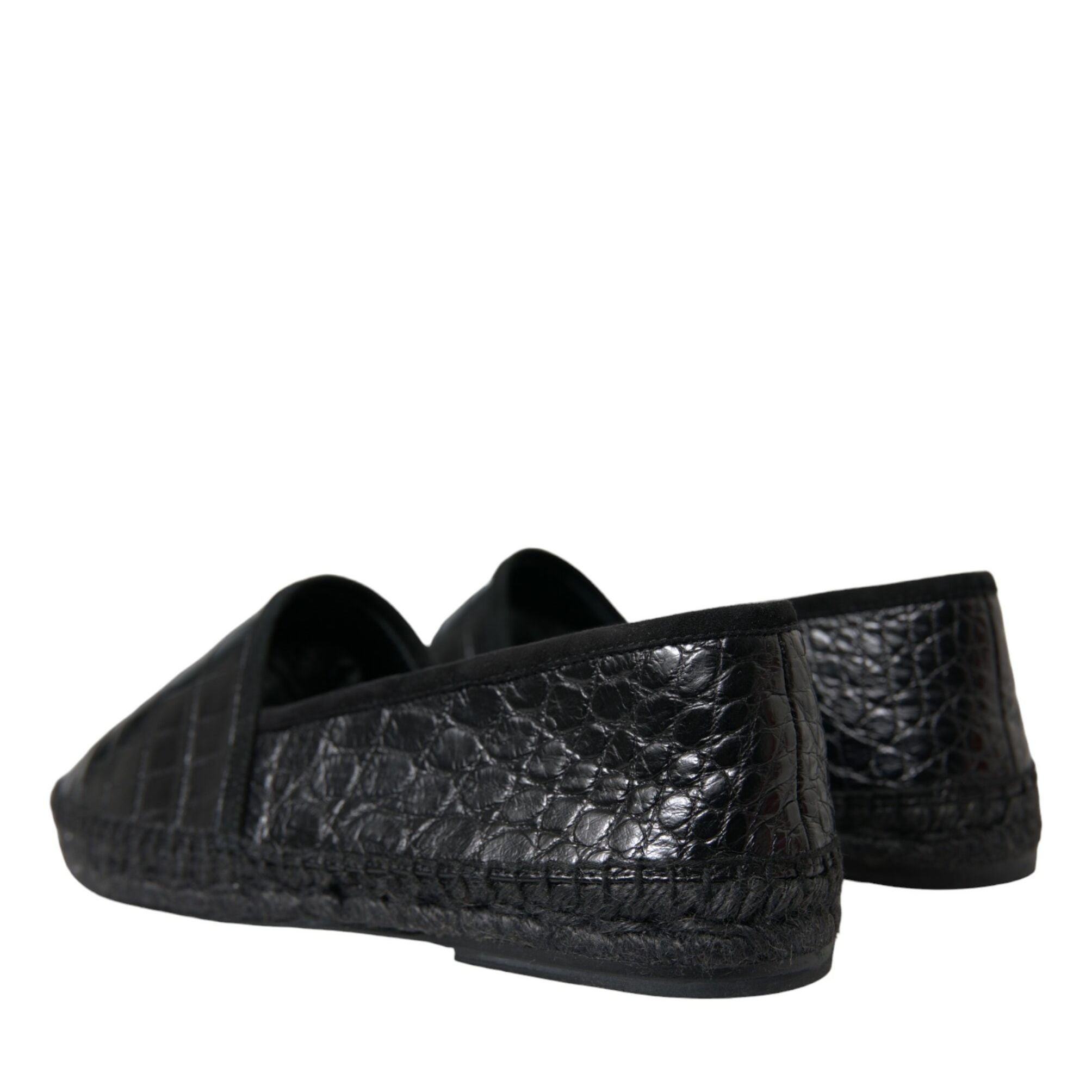 Dolce & Gabbana Black Exotic Leather Espadrilles Slip On Shoes