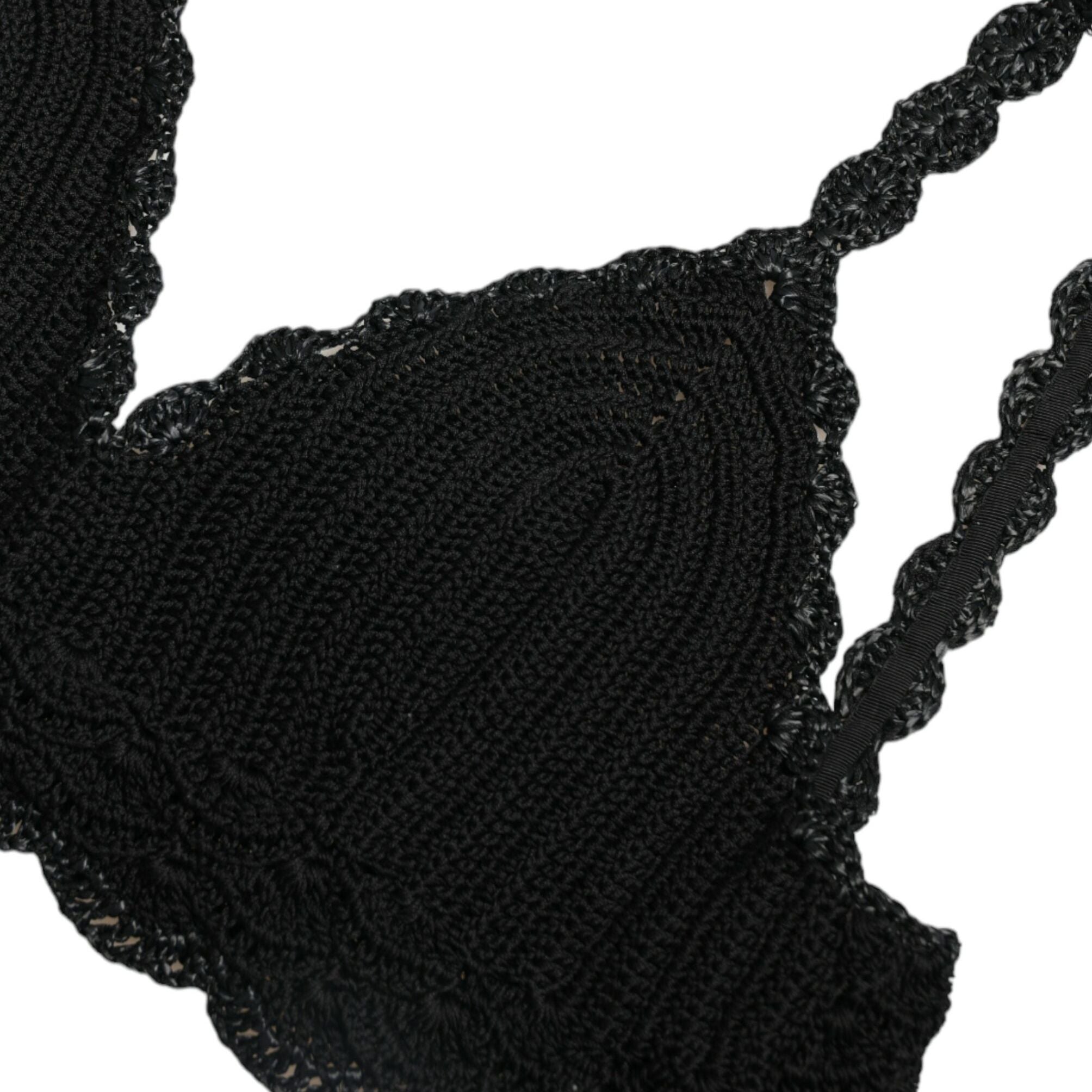 Dolce & Gabbana Black Cotton Bustier Cropped Crochet Tank Top