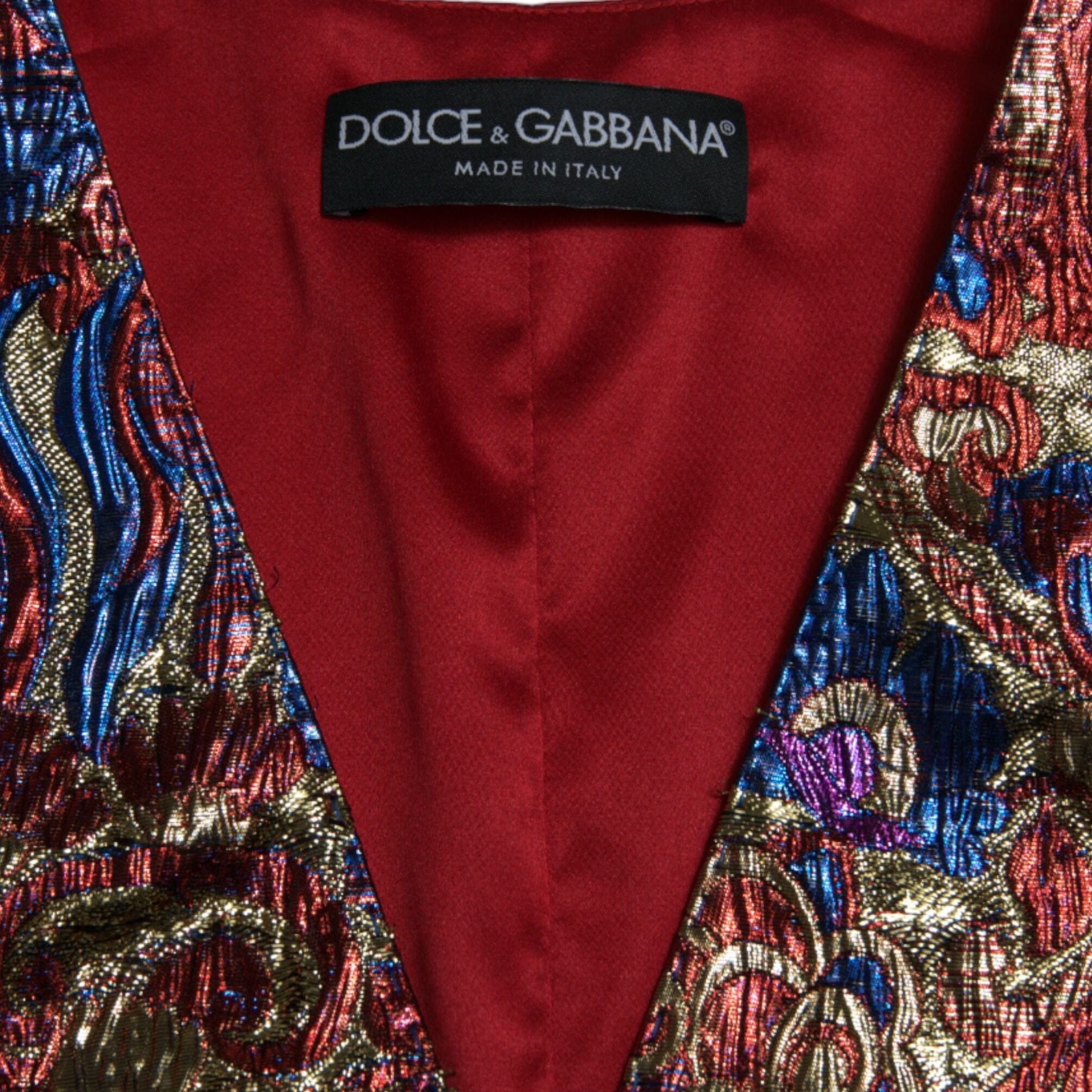 Dolce & Gabbana Multicolor Jacquard Button Waistcoat Vest Top