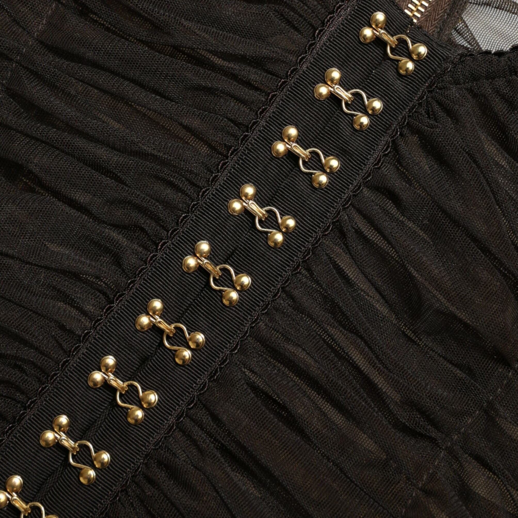 Dolce & Gabbana Brown Embellished Nylon Stretch Cropped Top
