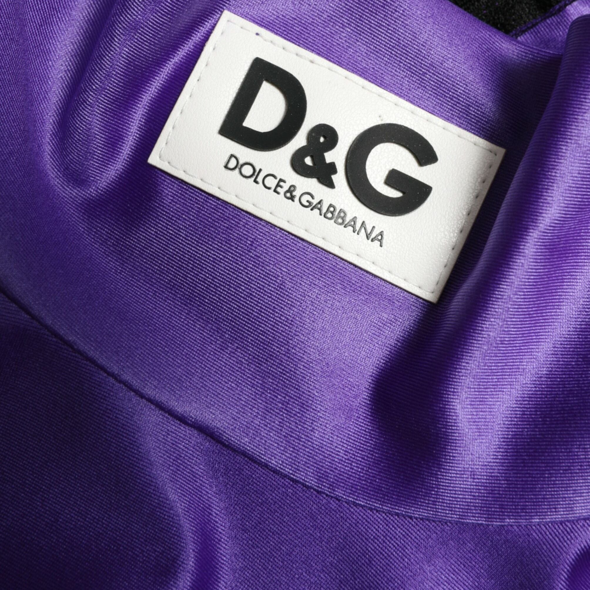 Dolce & Gabbana Purple Nylon Stretch Slim Long Sleeves Top