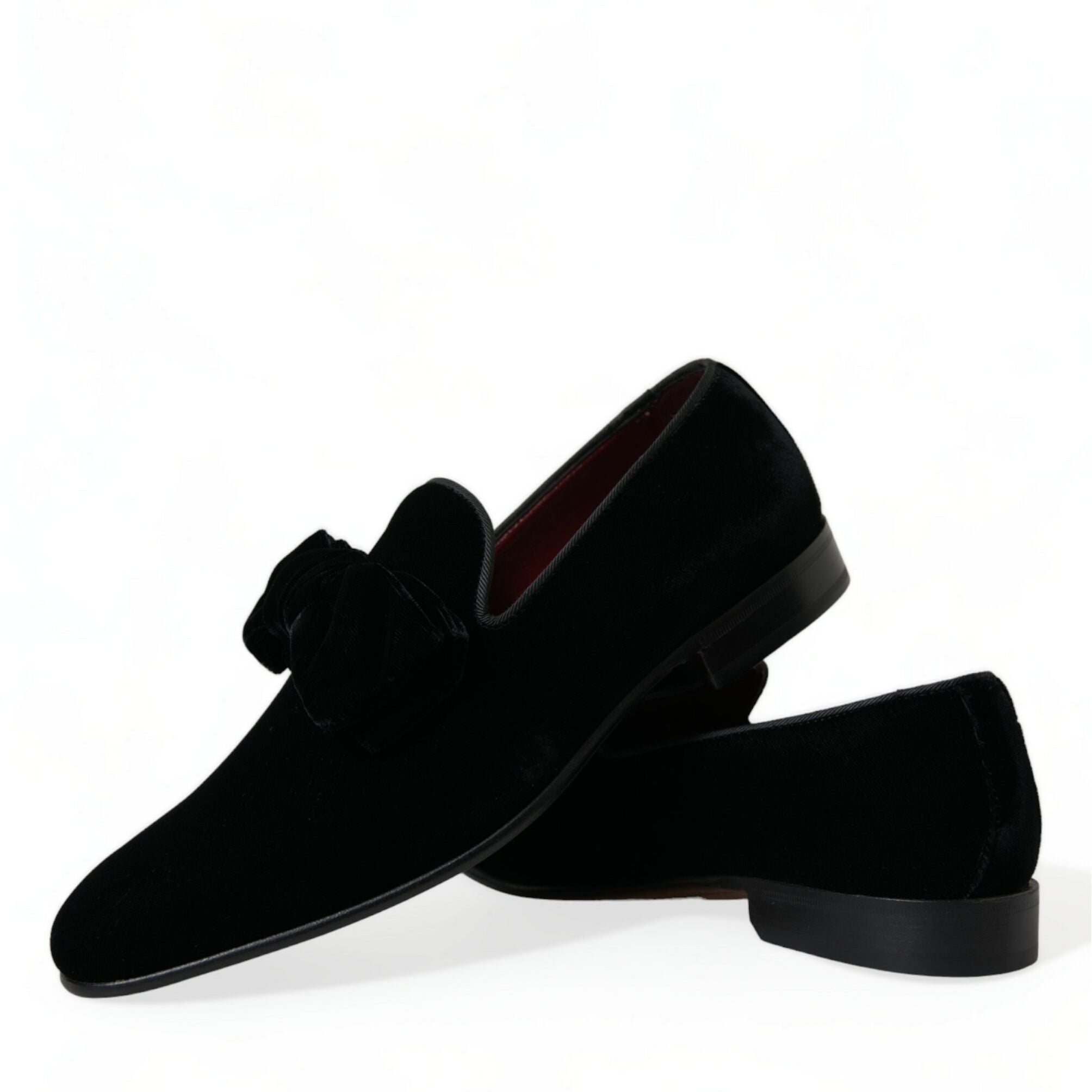 Dolce & Gabbana Black Velvet Loafers Formal Dress Shoes