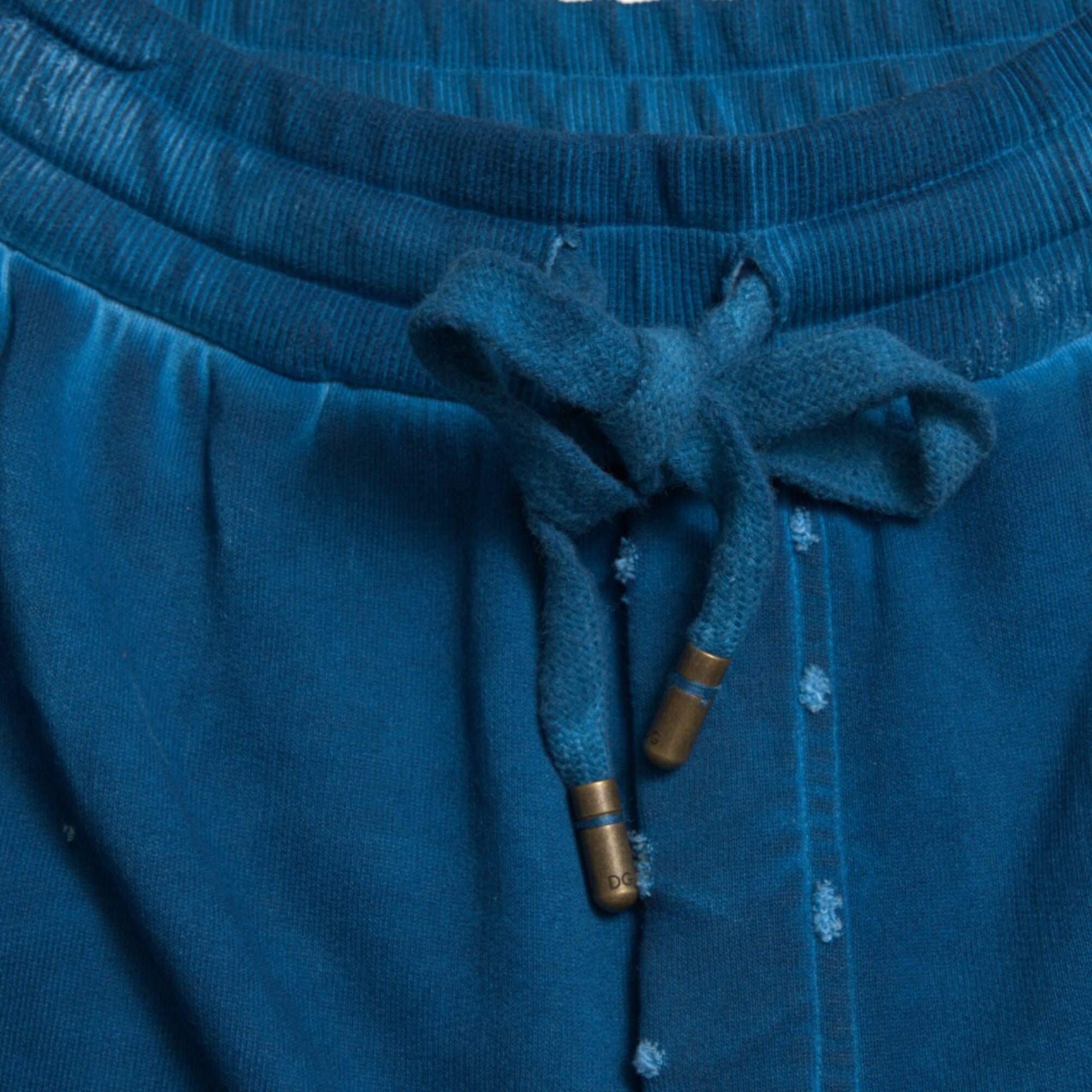 Dolce & Gabbana Blue Logo Cotton Jogger Sweatpants Pants