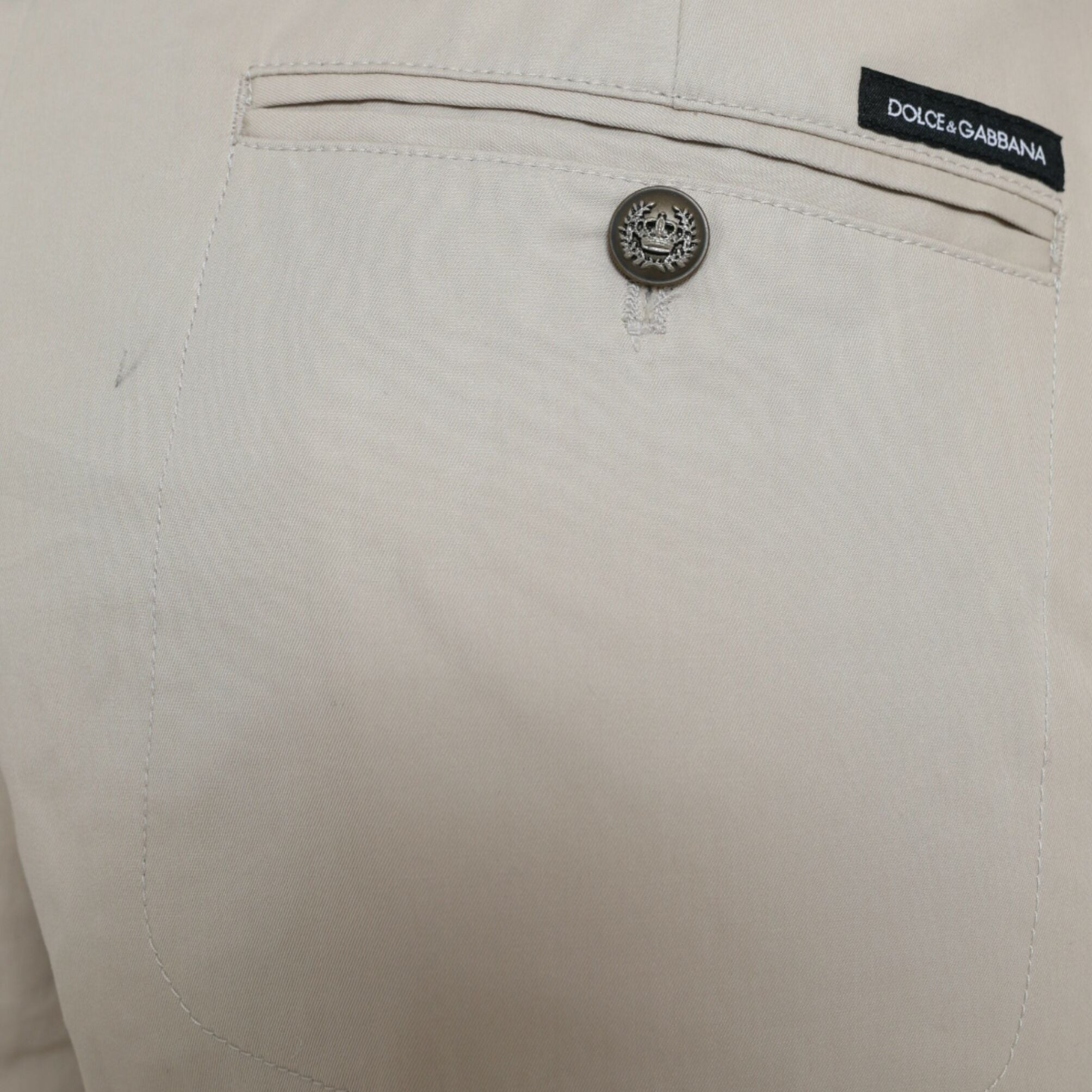 Dolce & Gabbana Beige Cotton High Waist Tapered Pants