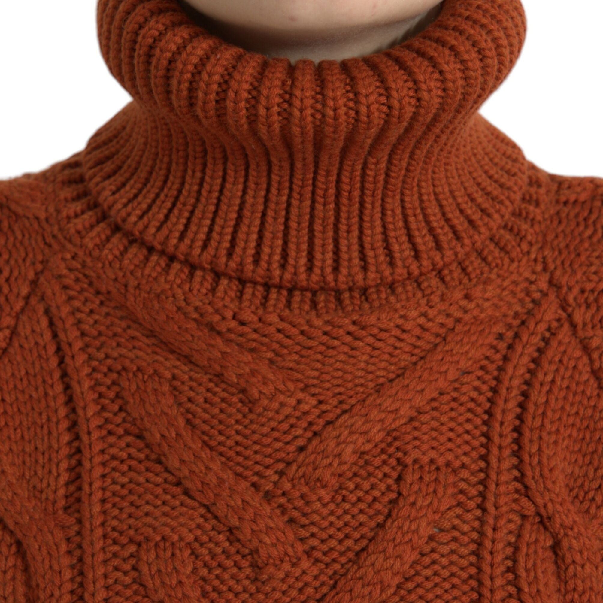 Dolce & Gabbana Brown Wool Knit Turtleneck Pullover Sweater