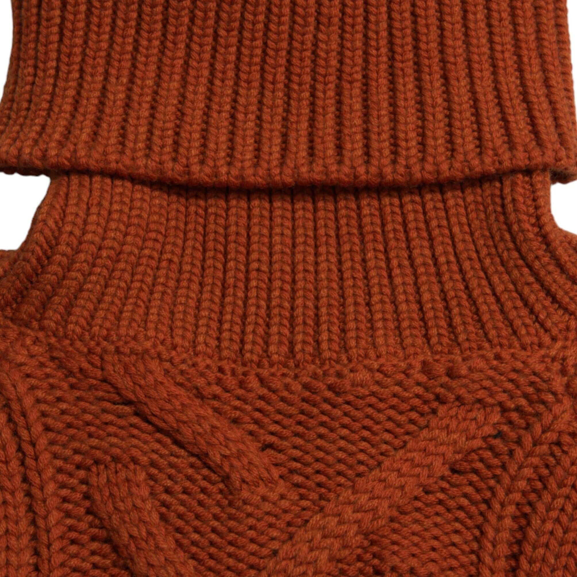 Dolce & Gabbana Brown Wool Knit Turtleneck Pullover Sweater