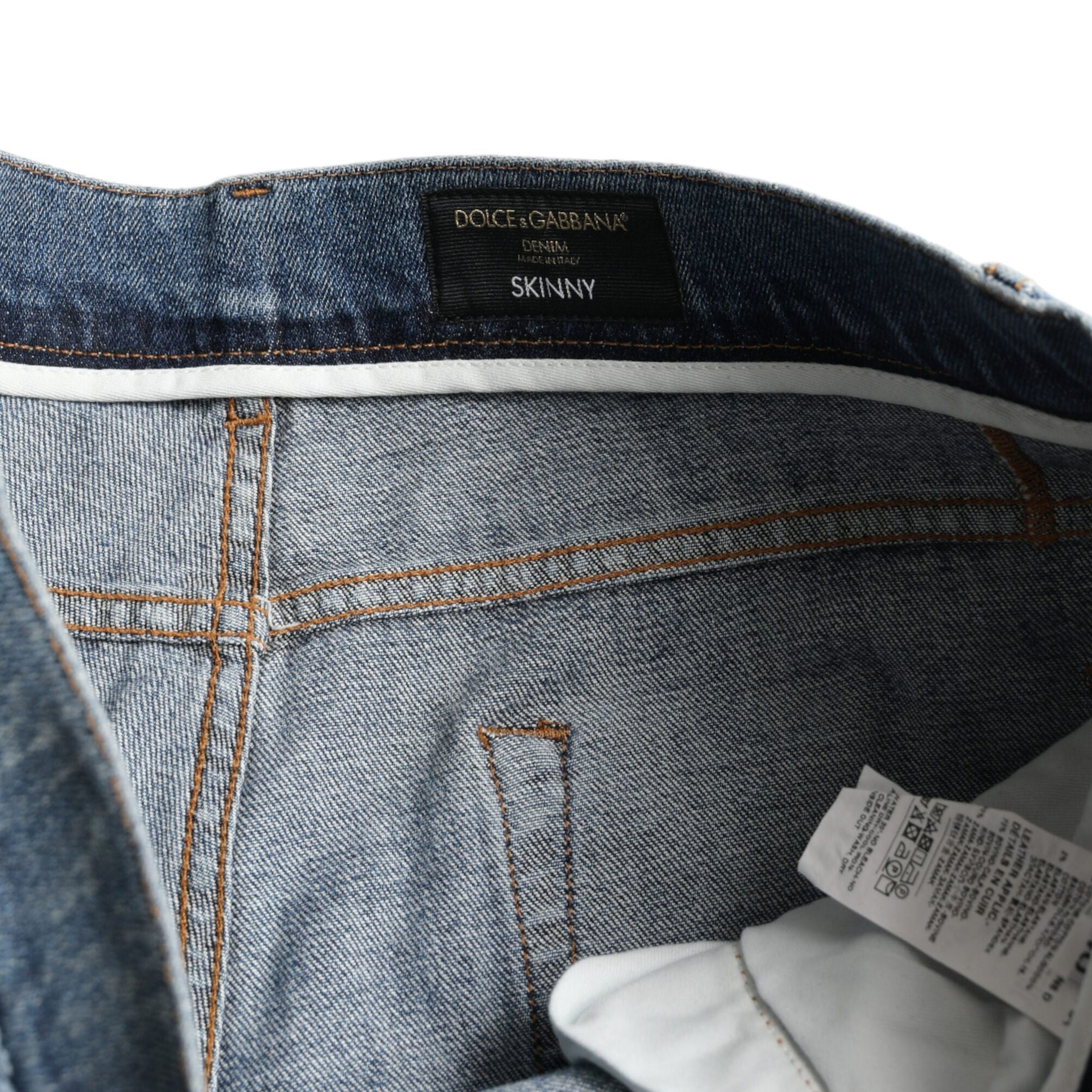 Dolce & Gabbana Blue Washed Skinny Cotton Stretch Denim Jeans