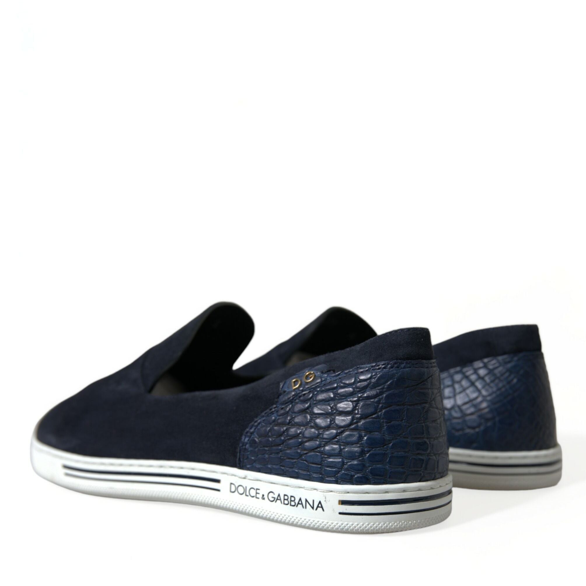 Dolce & Gabbana Blue Suede Caiman Loafers Saint Tropez Shoes