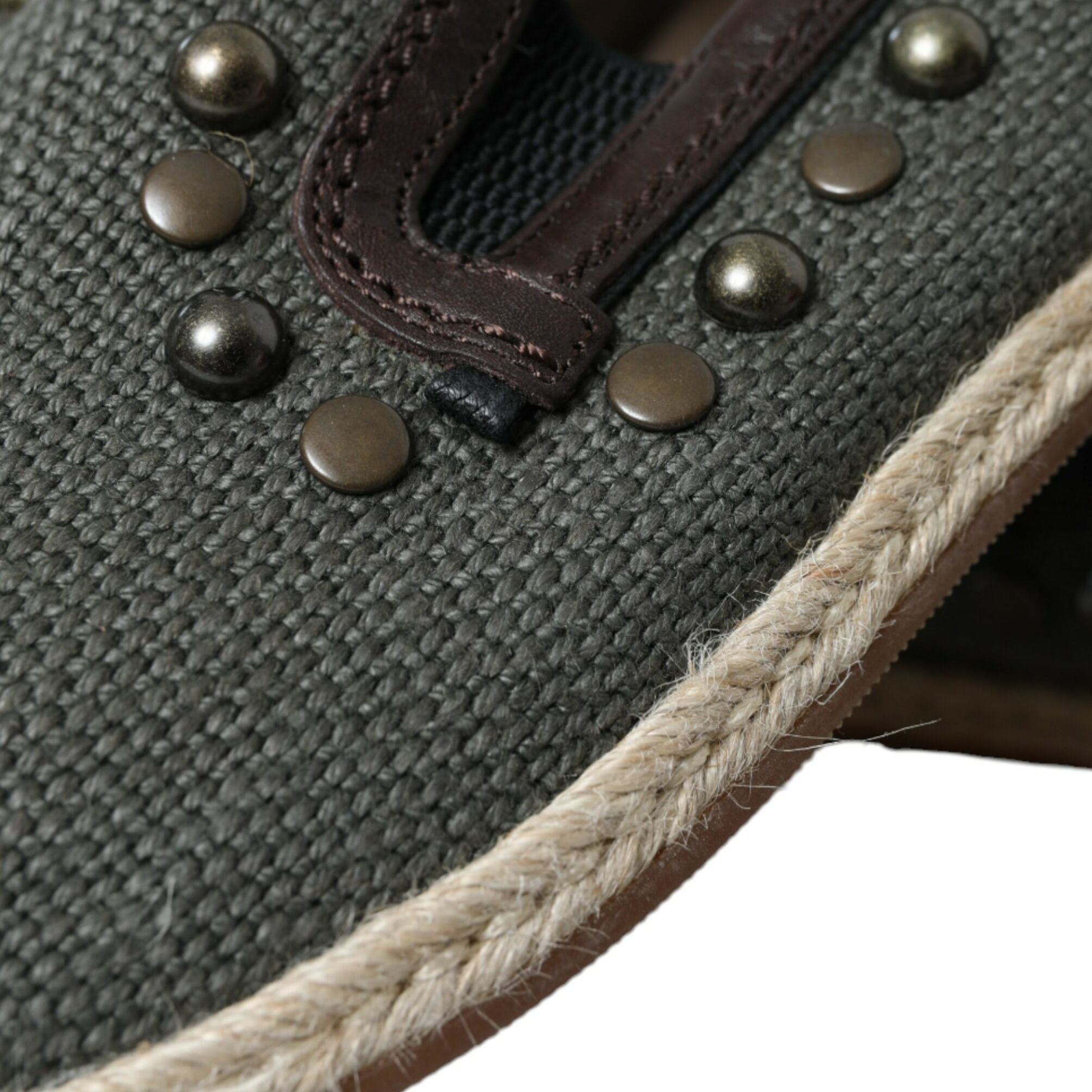 Dolce & Gabbana Gray Linen Leather Studded Loafers Shoes