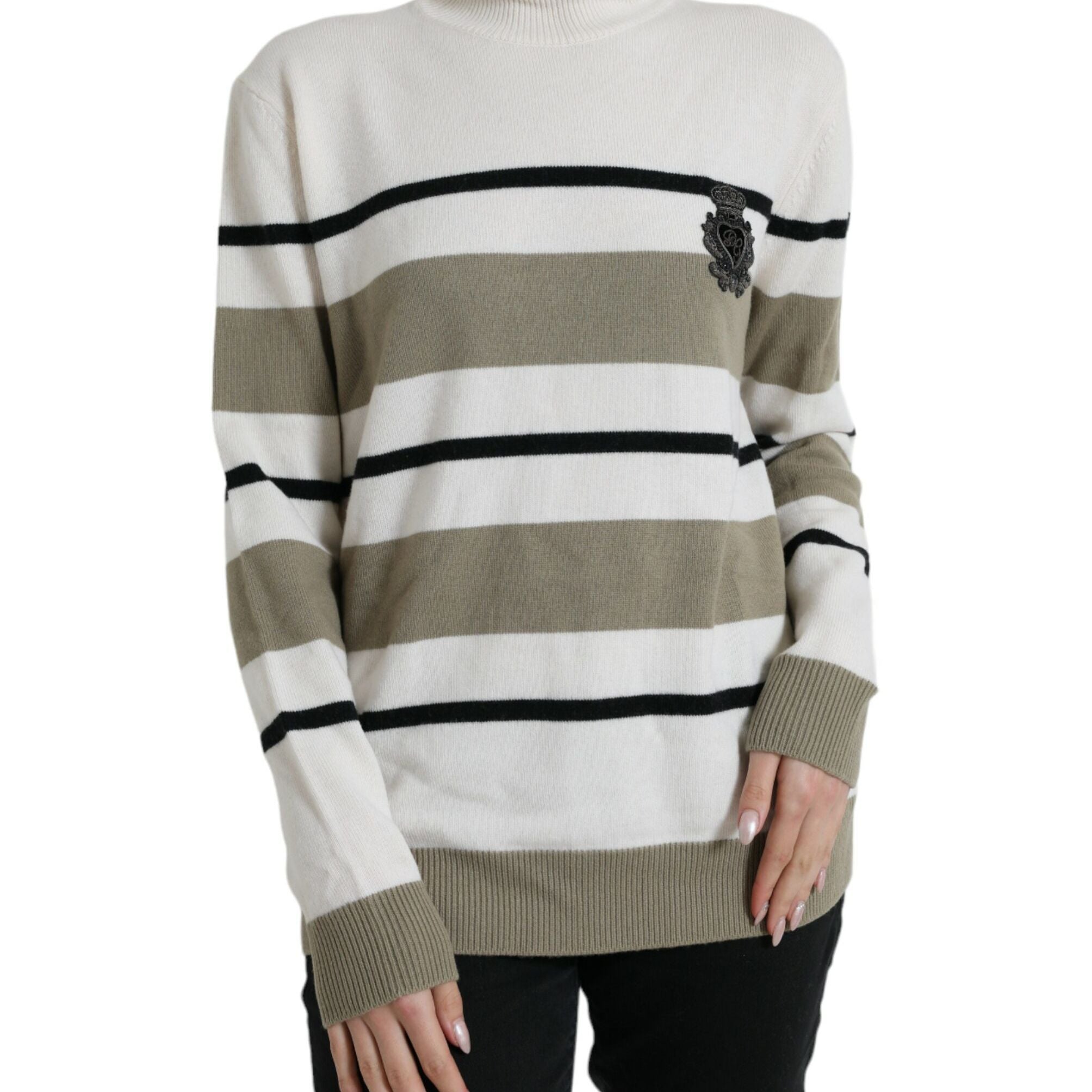 Dolce & Gabbana Multicolor Stripe Wool Logo Pullover Sweater