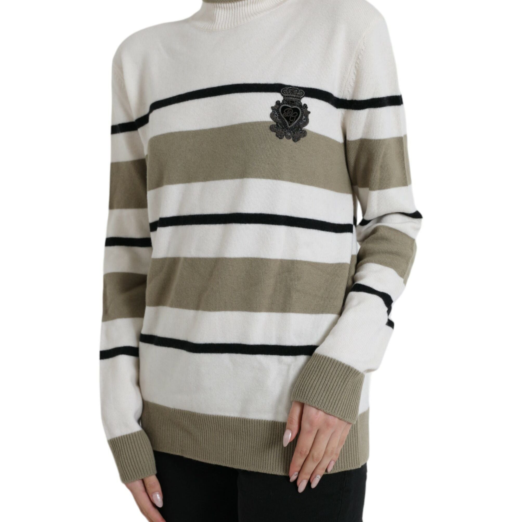 Dolce & Gabbana Multicolor Stripe Wool Logo Pullover Sweater