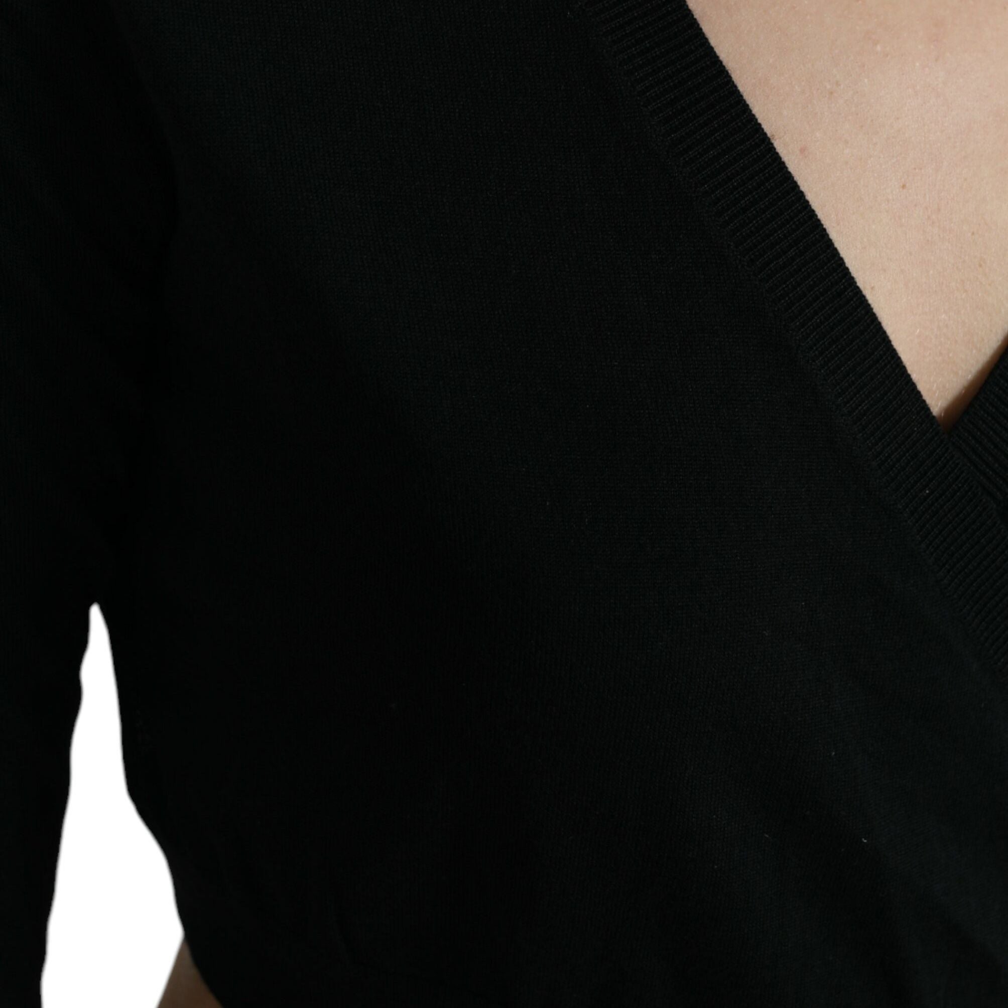 Dolce & Gabbana Black Wool V-neck Crossed Cardigan Sweater