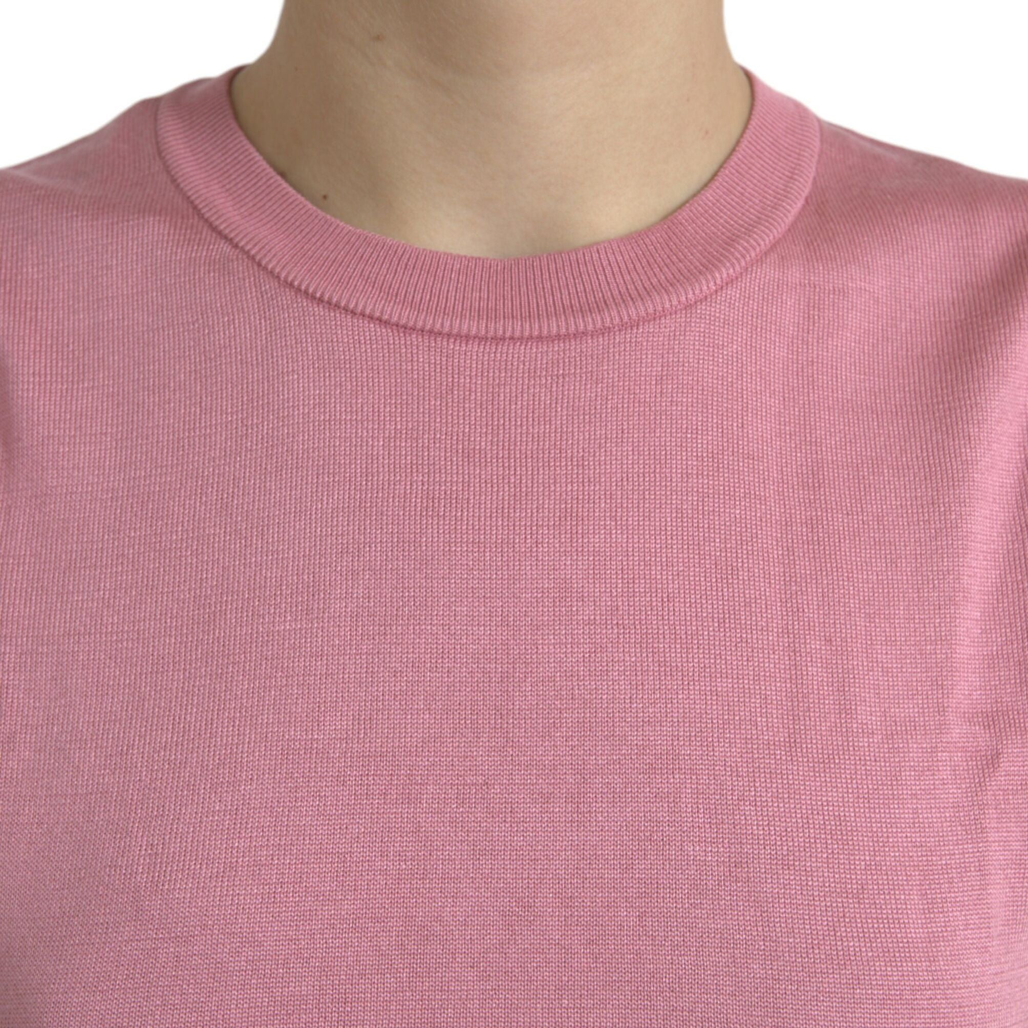 Dolce & Gabbana Pink Crew Neck Cropped Sleeveless Tank Top